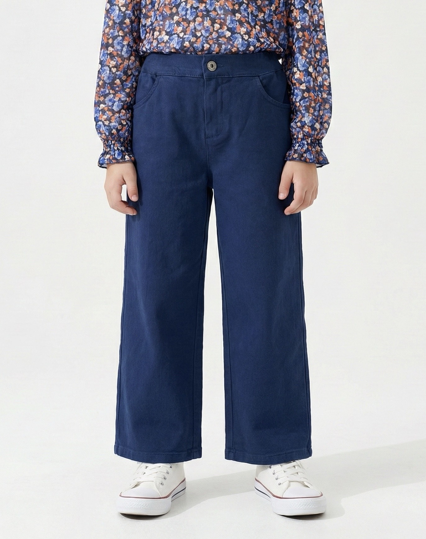 Mayorista Mini Mignon Paris - Pantalón ancho de algodón elástico y talle alto para niña