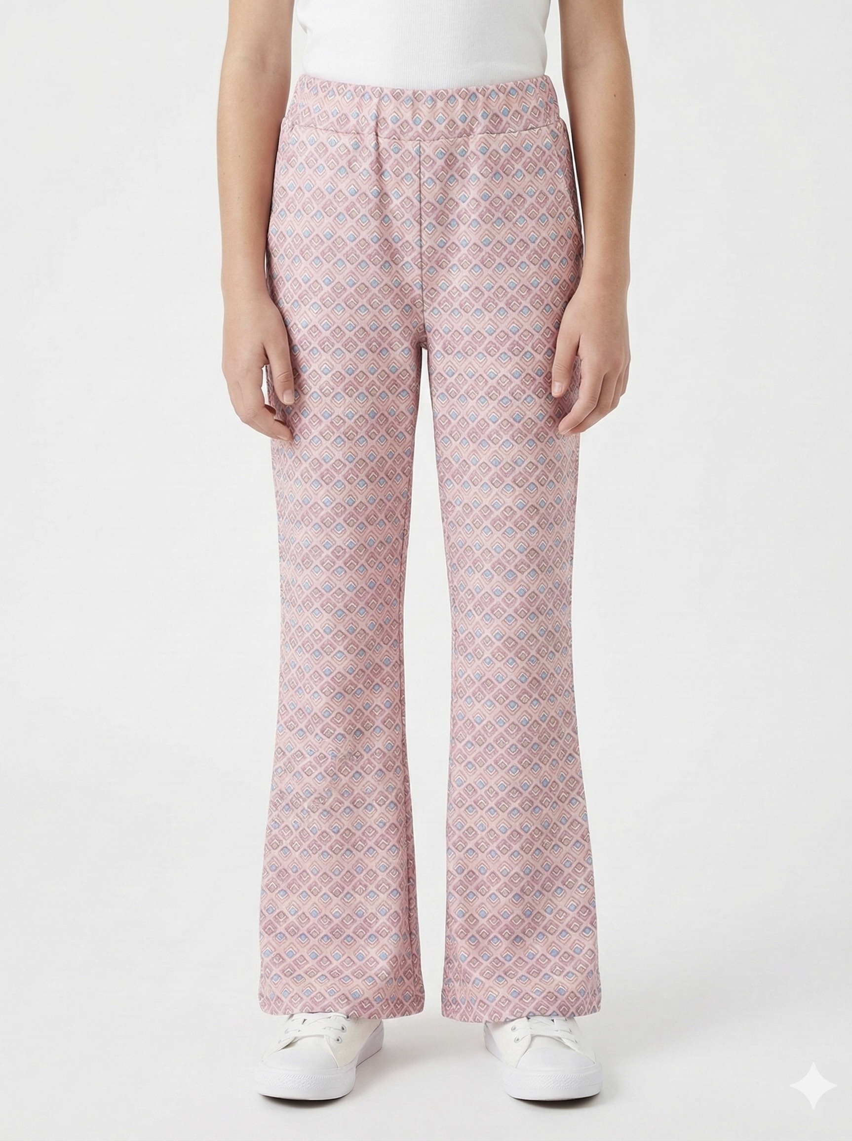 Grossiste Mini Mignon Paris - Pantalon flare imprimé à taille élastiquée pour fille
