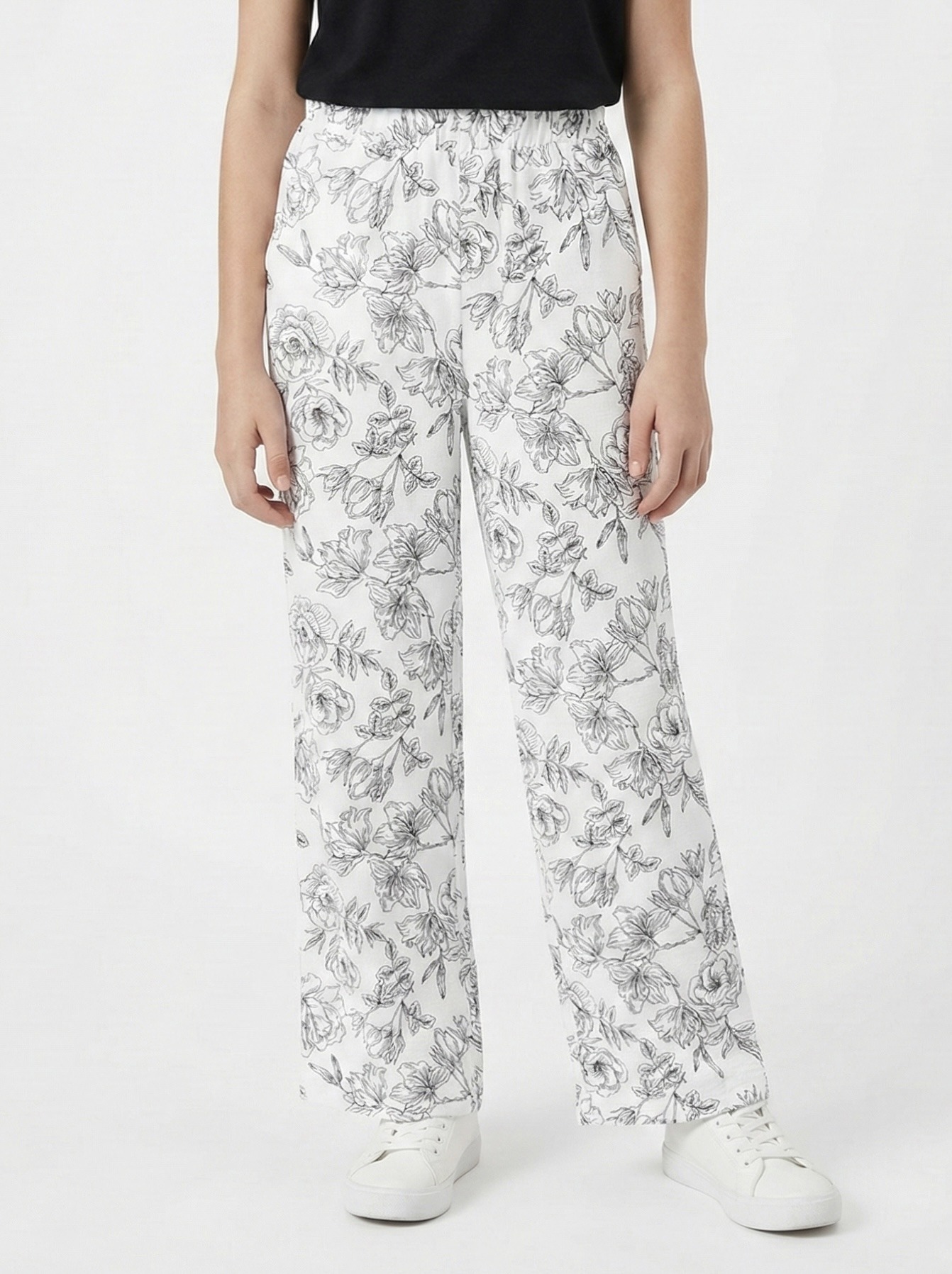Grossiste Mini Mignon Paris - Pantalon ample imprimé fleuri pour fille