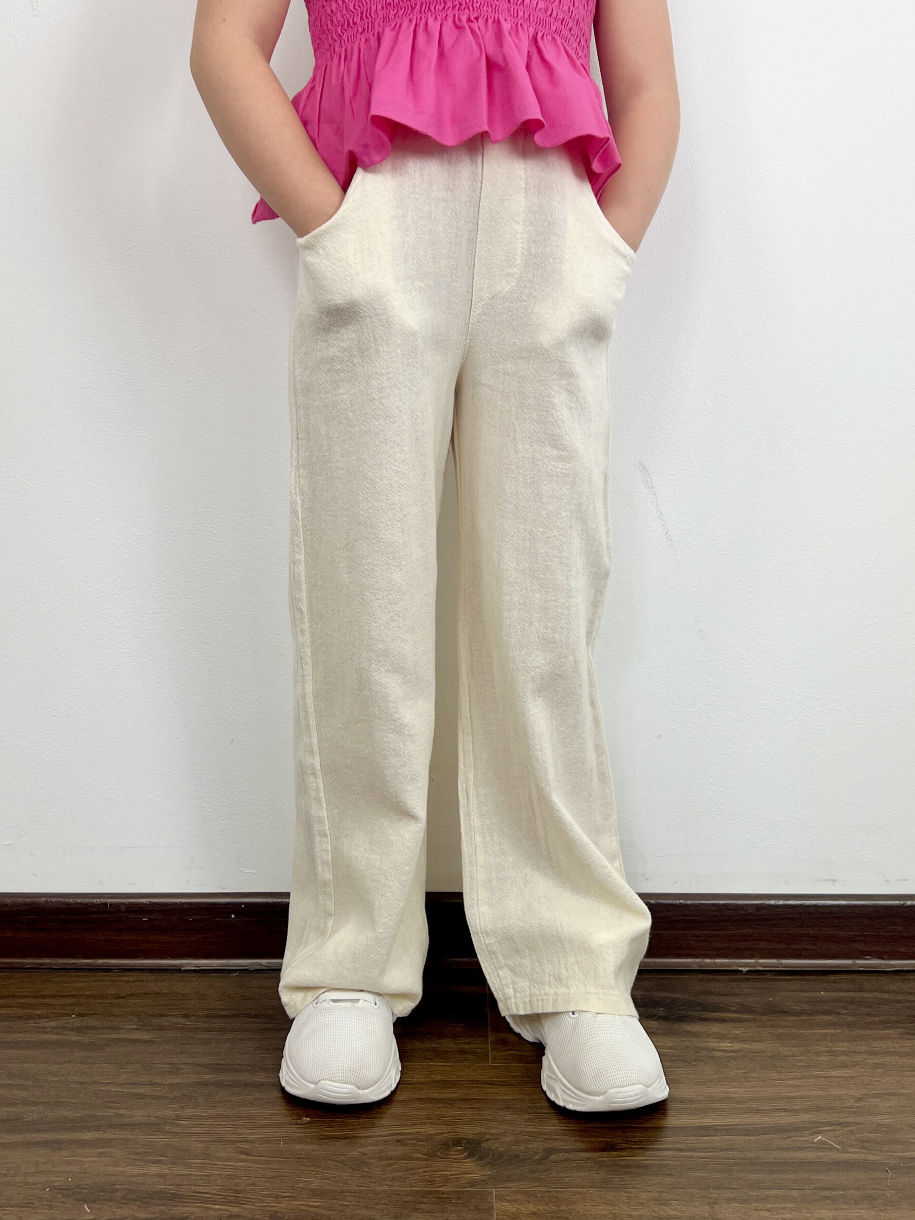 Mayorista Mini Mignon Paris - Pantalones de tamaño de lino, suelto y elástico para niñas
