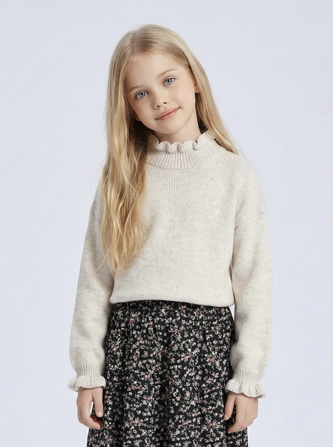 Großhändler Mini Mignon Paris - Mädchen-Rollkragenpullover mit Rüschen