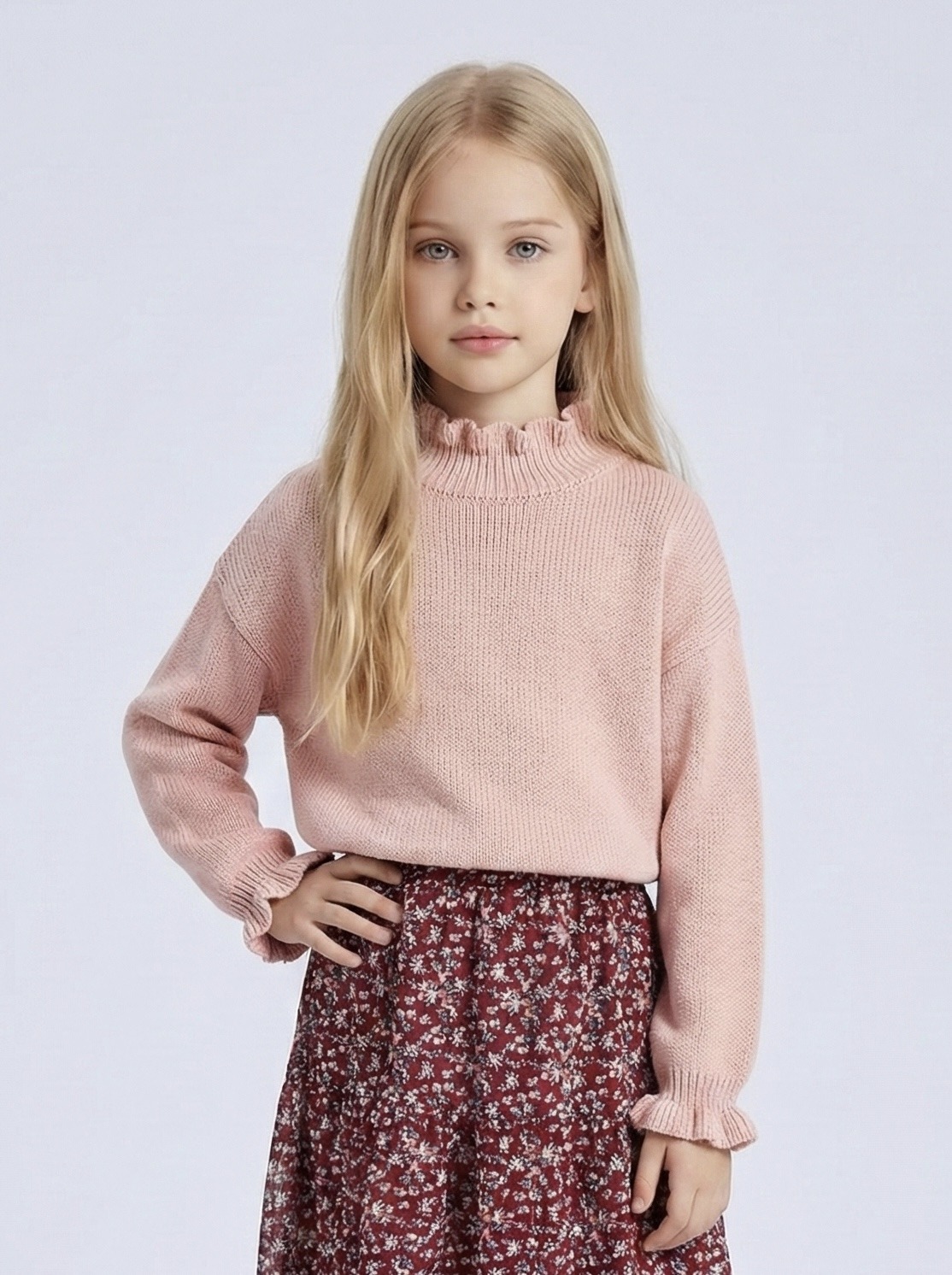 Großhändler Mini Mignon Paris - Mädchen-Rollkragenpullover mit Rüschen