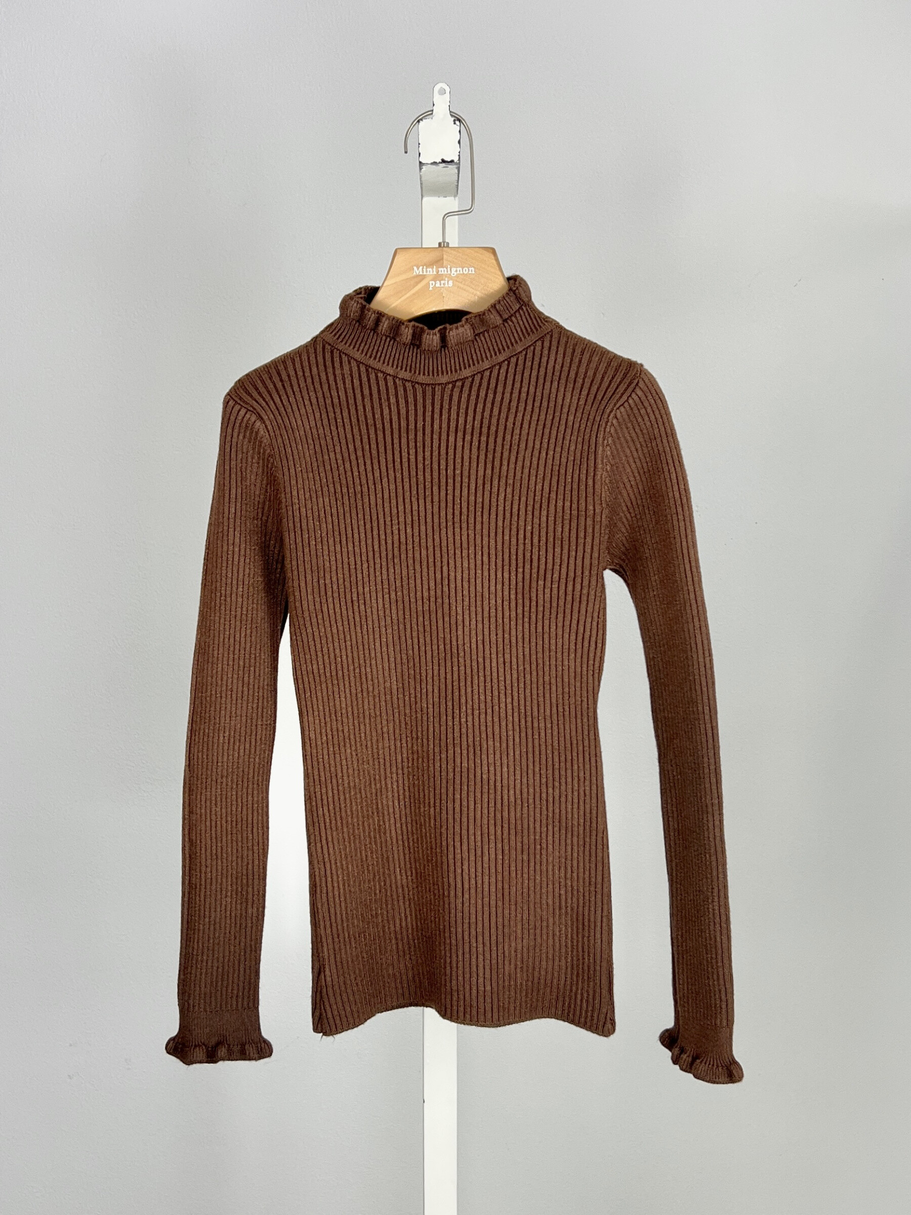 Grossiste Mini Mignon Paris - Pull chaud côtelé à volants pour fille
