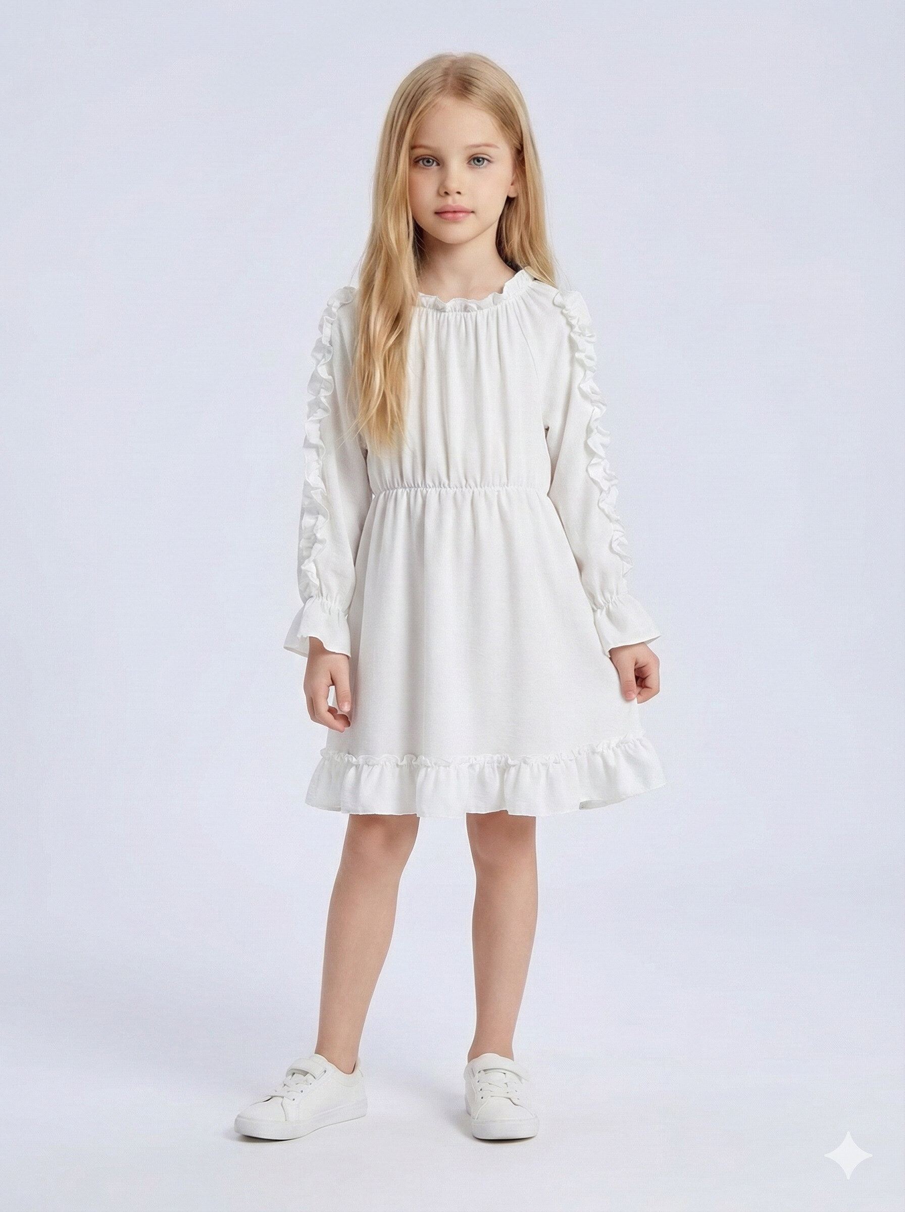 Großhändler Mini Mignon Paris - Rüschenkleid mit langen Ärmeln und taillierter Taille