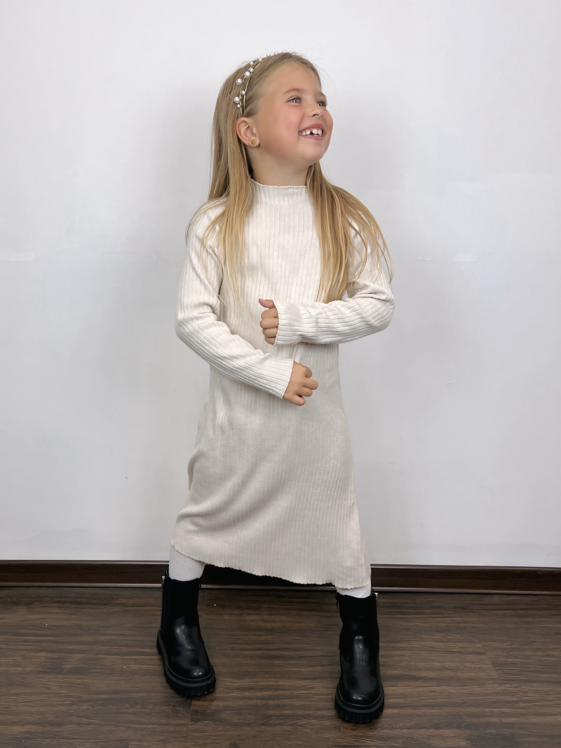 Mayorista Mini Mignon Paris - Vestido jersey largo canalé para niña