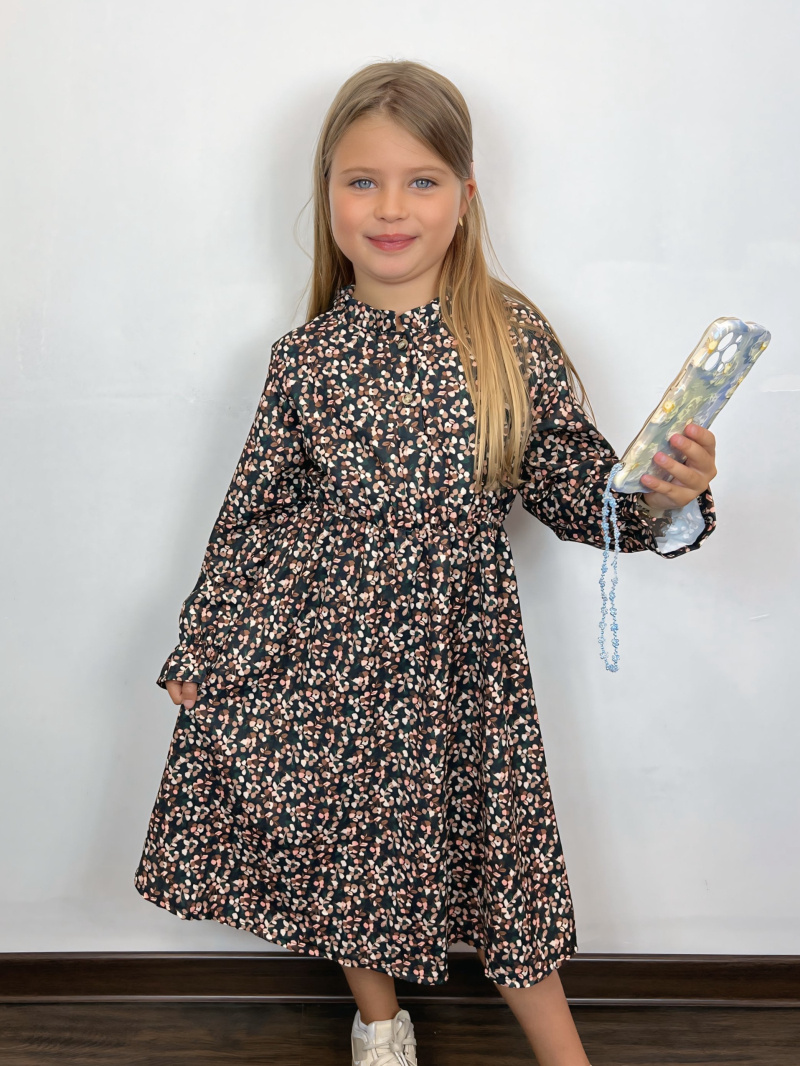 Wholesaler Mini Mignon Paris - Long liberty floral print dress with long sleeves for girls