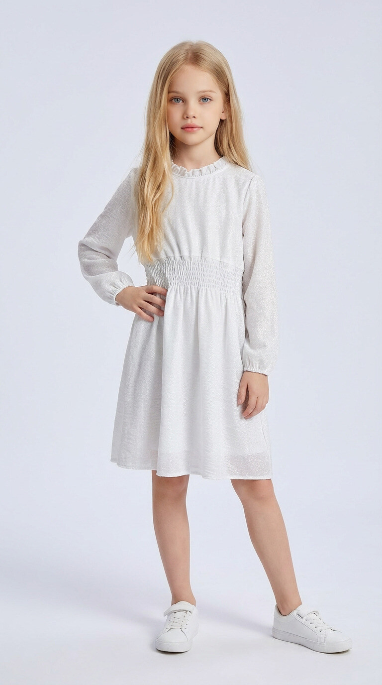 Wholesaler Mini Mignon Paris - Shiny long-sleeve dress for girls