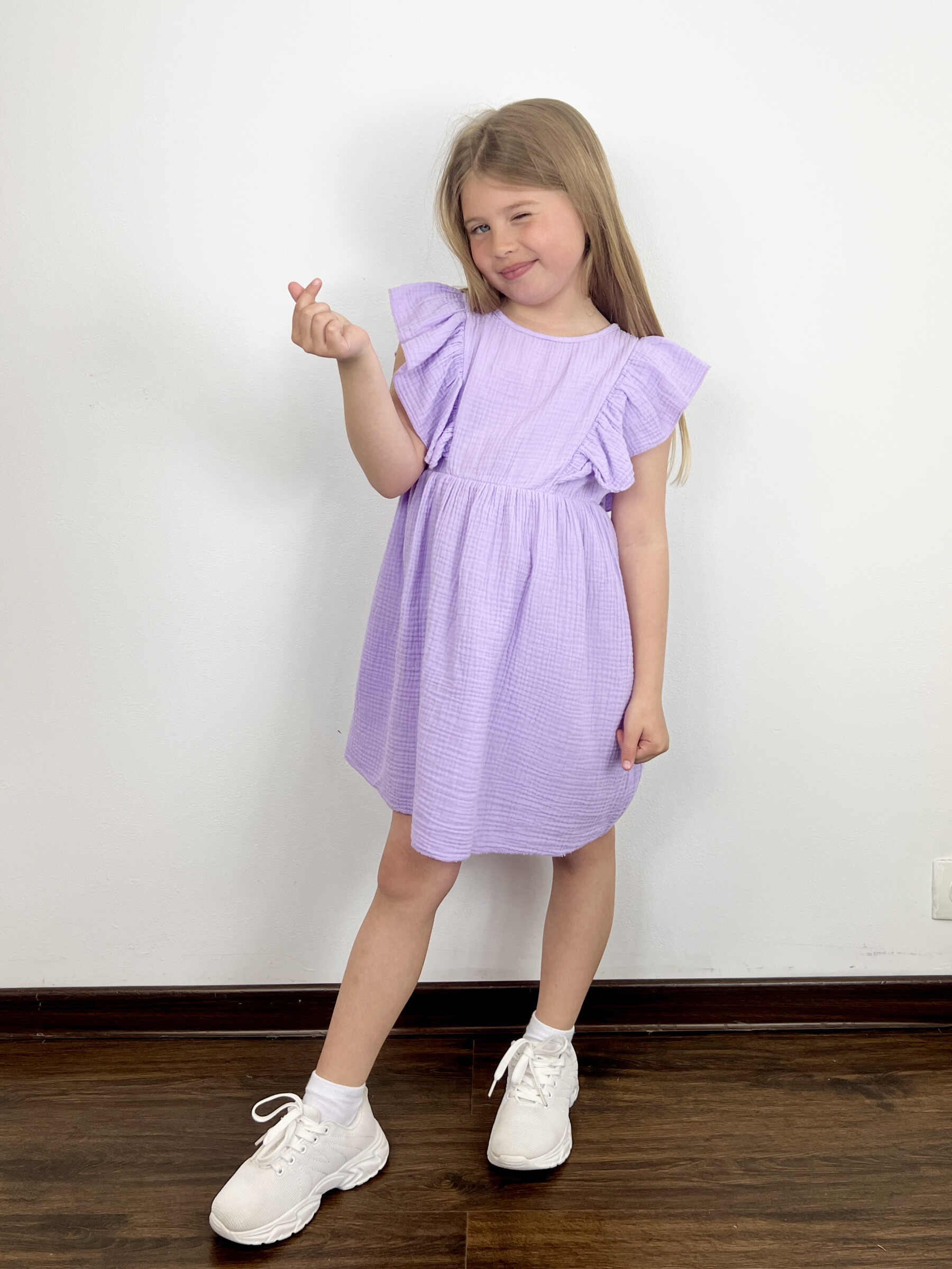 Mayorista Mini Mignon Paris - Vestido de gasa de algodón con volantes para niñas