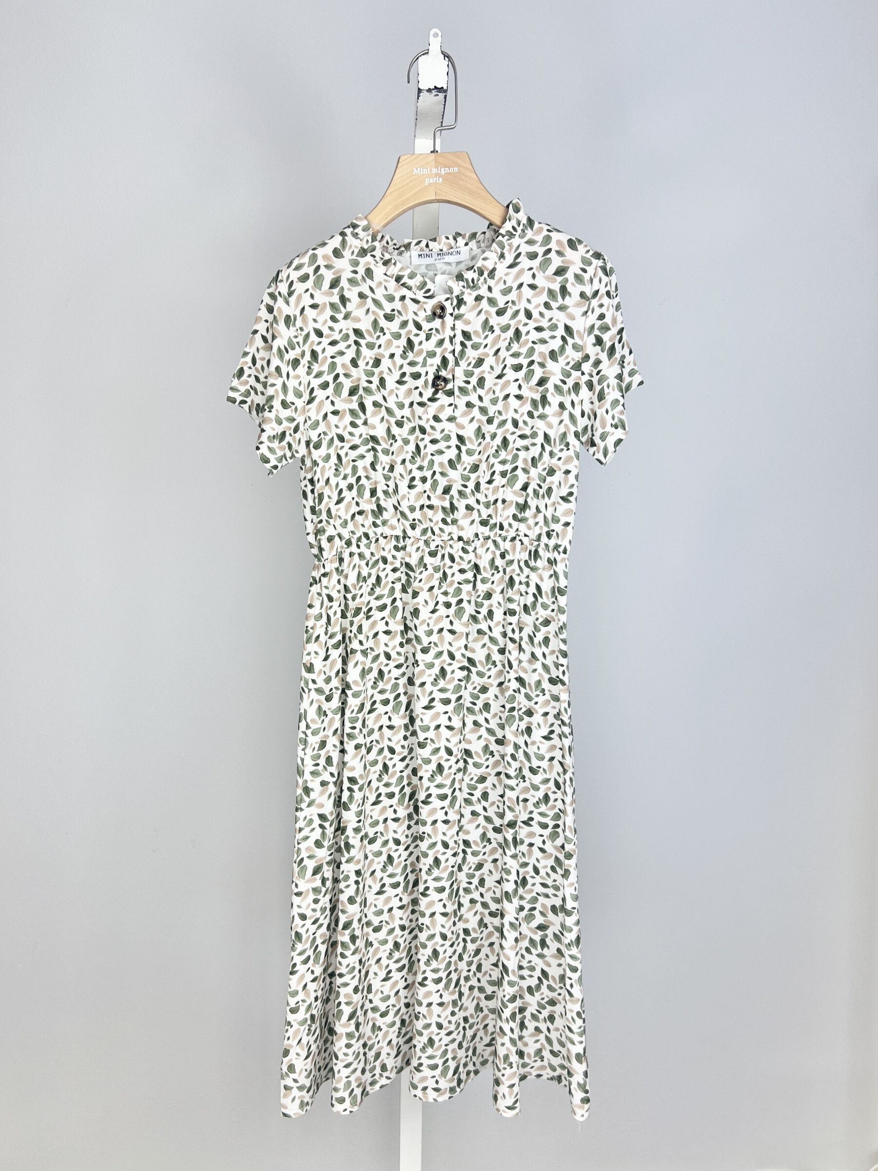 Großhändler Mini Mignon Paris - Lang gedrucktes Kleid mit kurzen Ärmeln für Mädchen