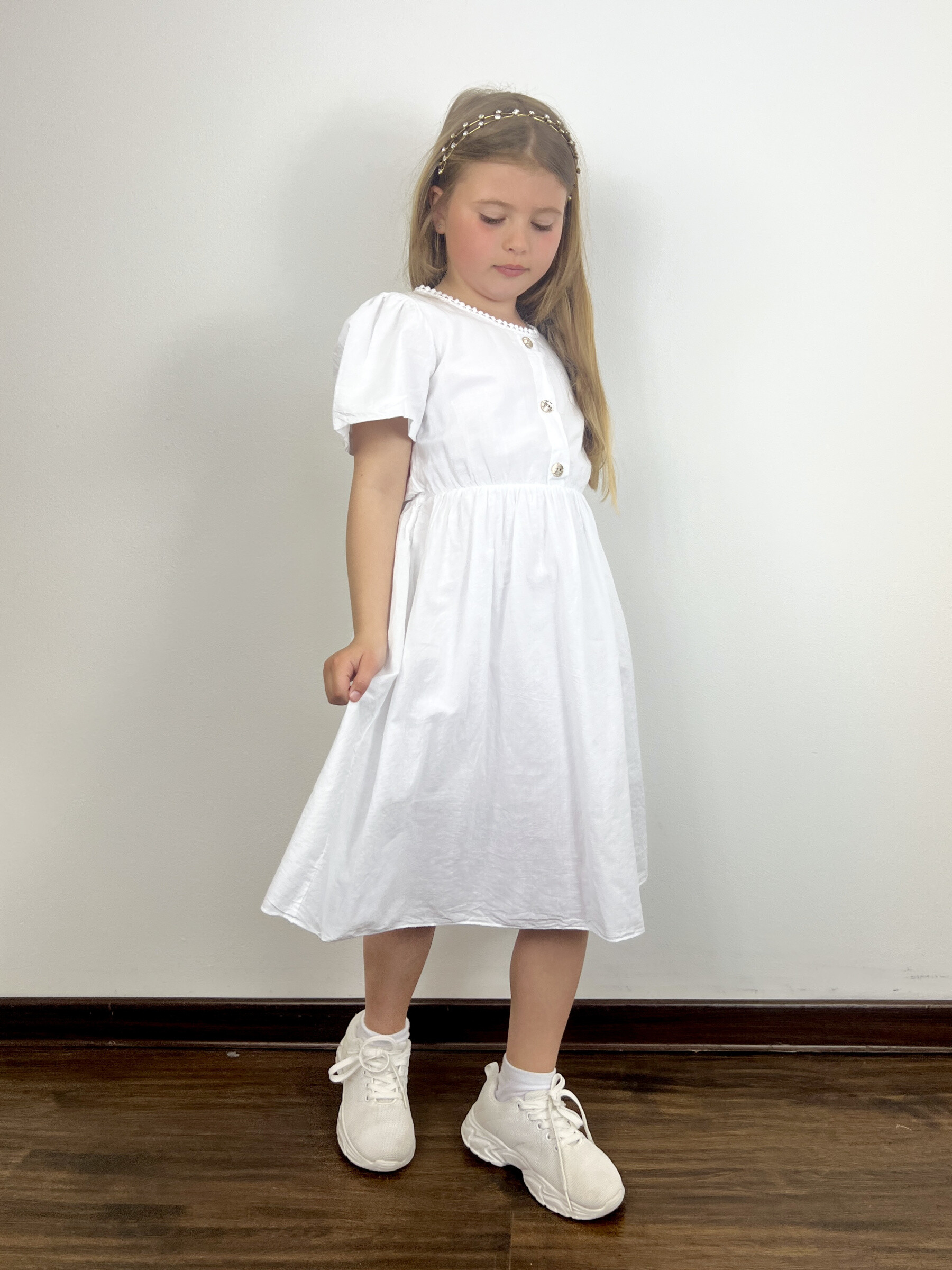 Wholesaler Mini Mignon Paris - Girls' cotton dress with lace and short sleeves