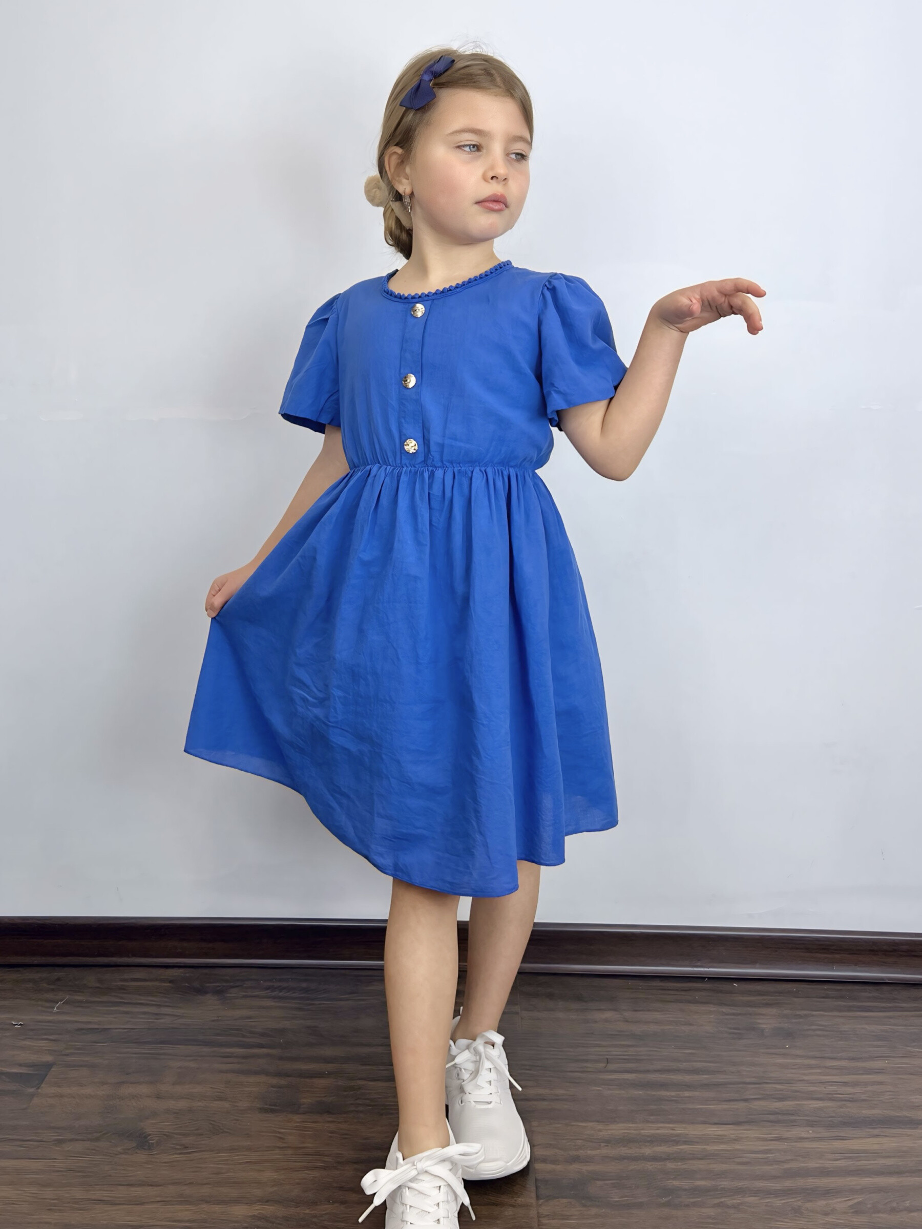 Mayorista Mini Mignon Paris - Vestido niña de algodón con encaje y manga corta