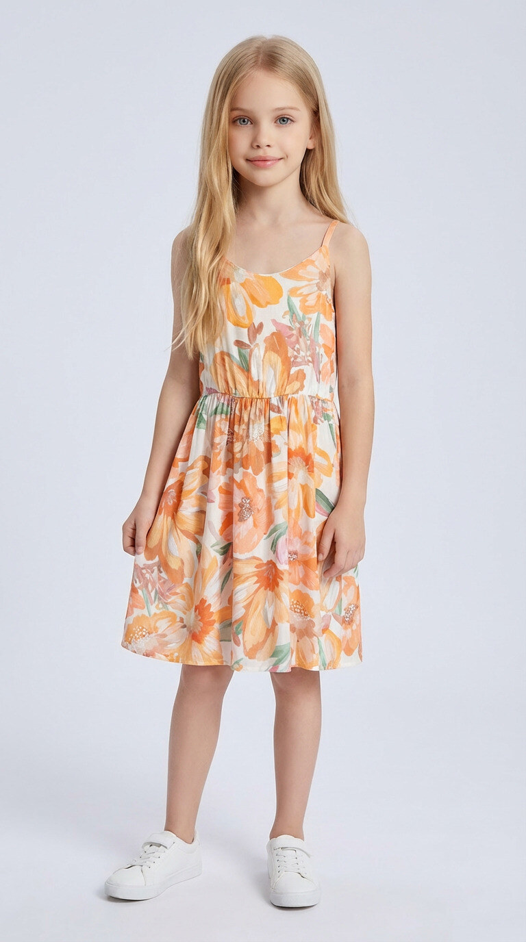 Wholesaler Mini Mignon Paris - Floral dress with adjustable straps for girls
