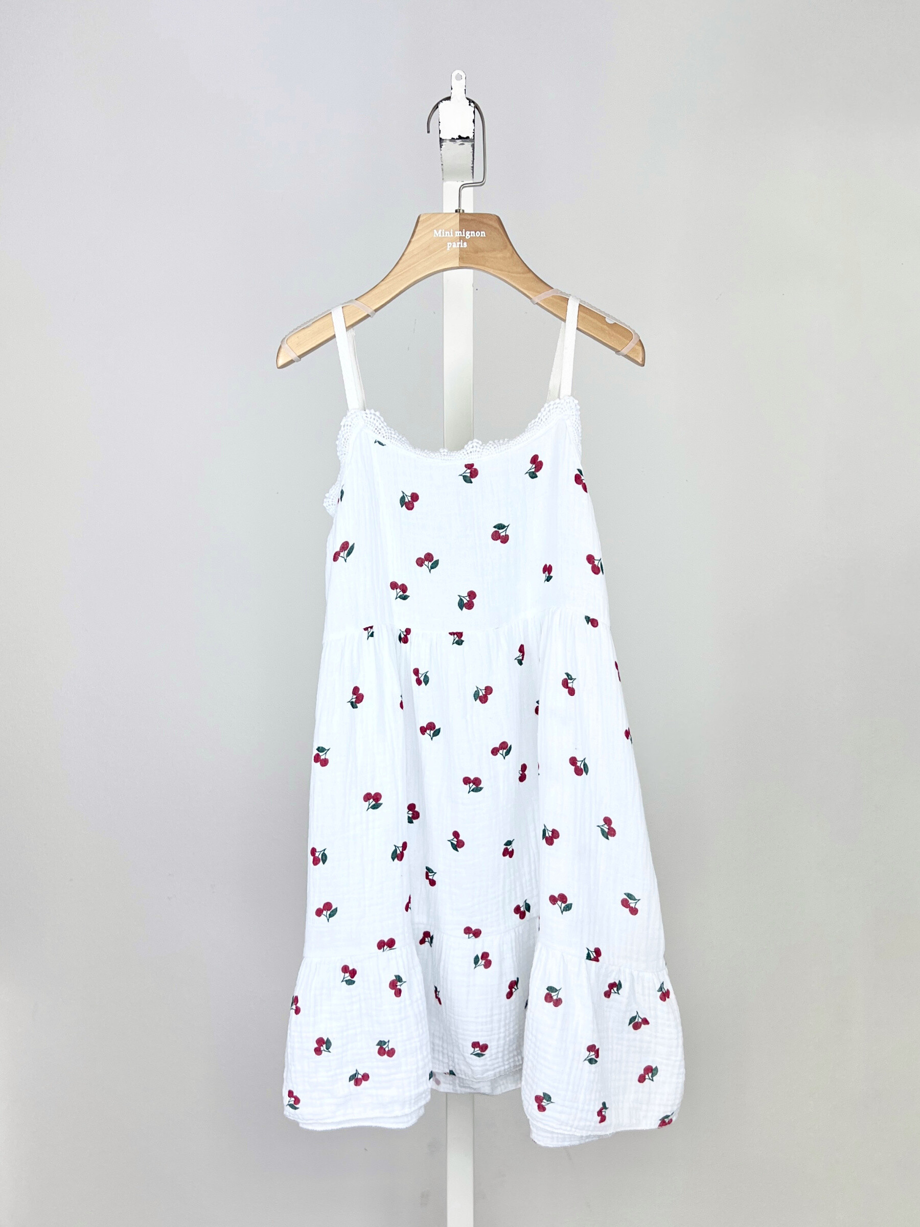 Mayorista Mini Mignon Paris - Vestido de gasa de algodón estampado y correas ajustables para niñas
