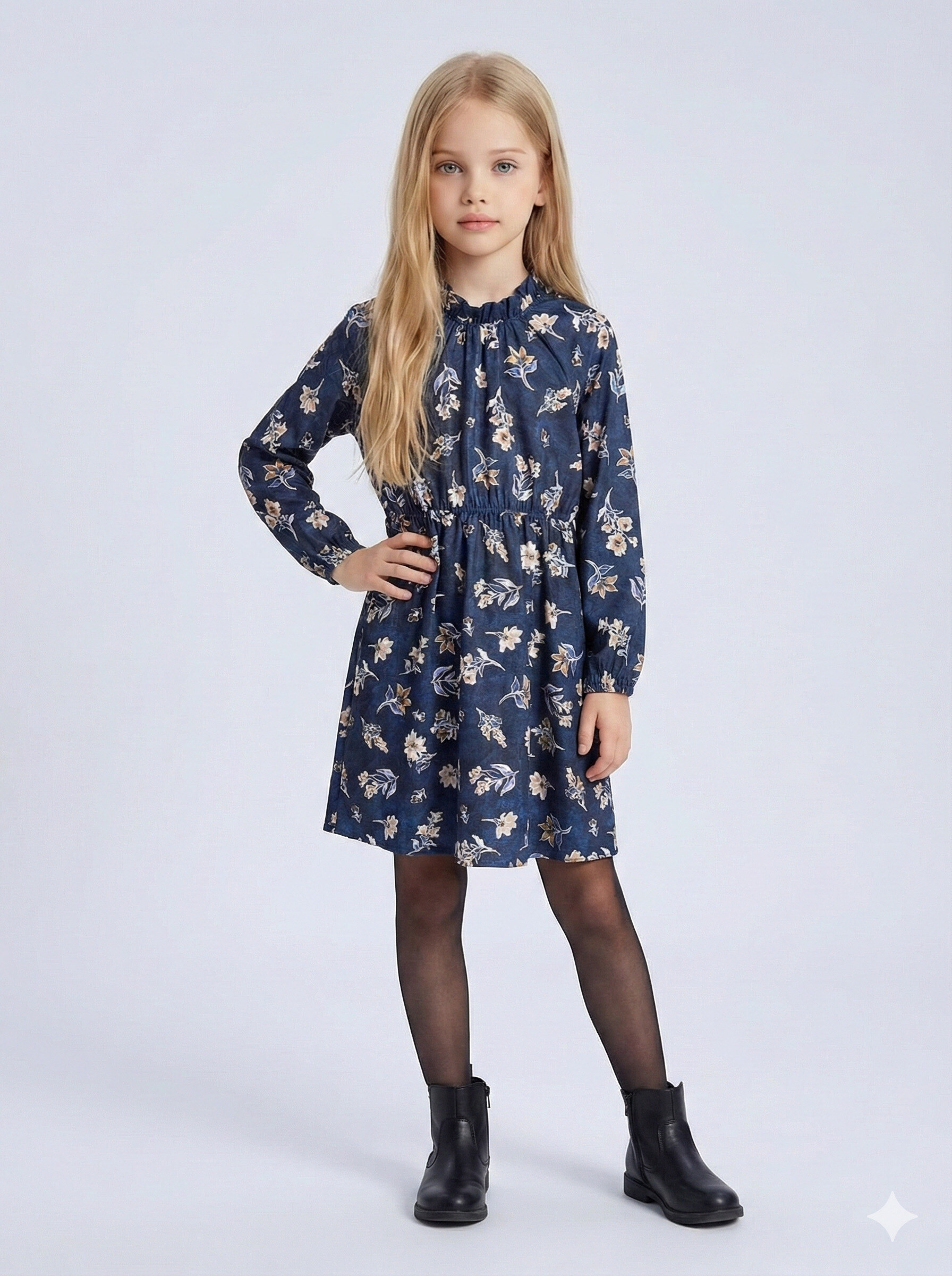 Großhändler Mini Mignon Paris - Langärmliges Blumenkleid für Mädchen
