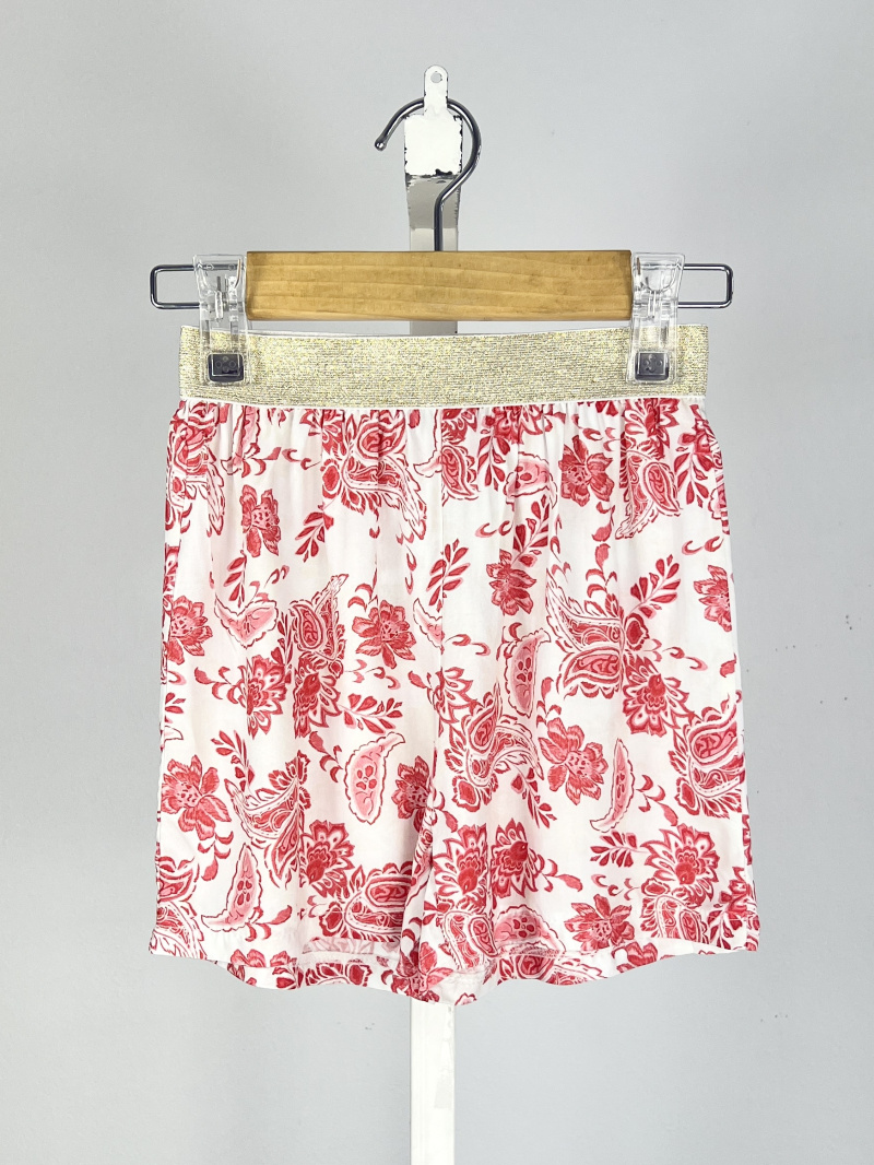 Mayorista Mini Mignon Paris - Short estampado bohemio con cintura dorada para niña