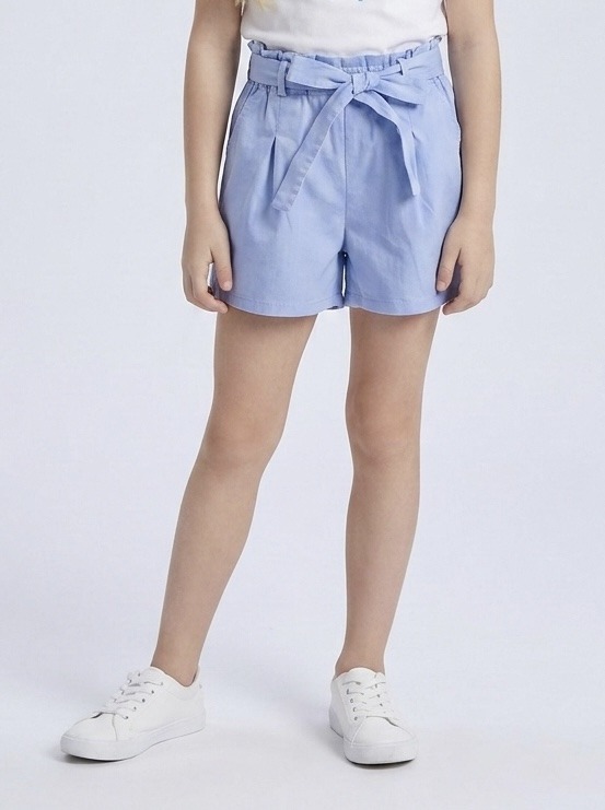 Grossiste Mini Mignon Paris - Short en coton à ceinture et avec poches pour fille