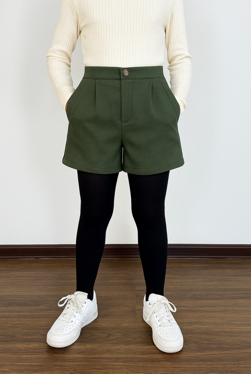 Mayorista Mini Mignon Paris - Short de tacto lana con bolsillos para niña