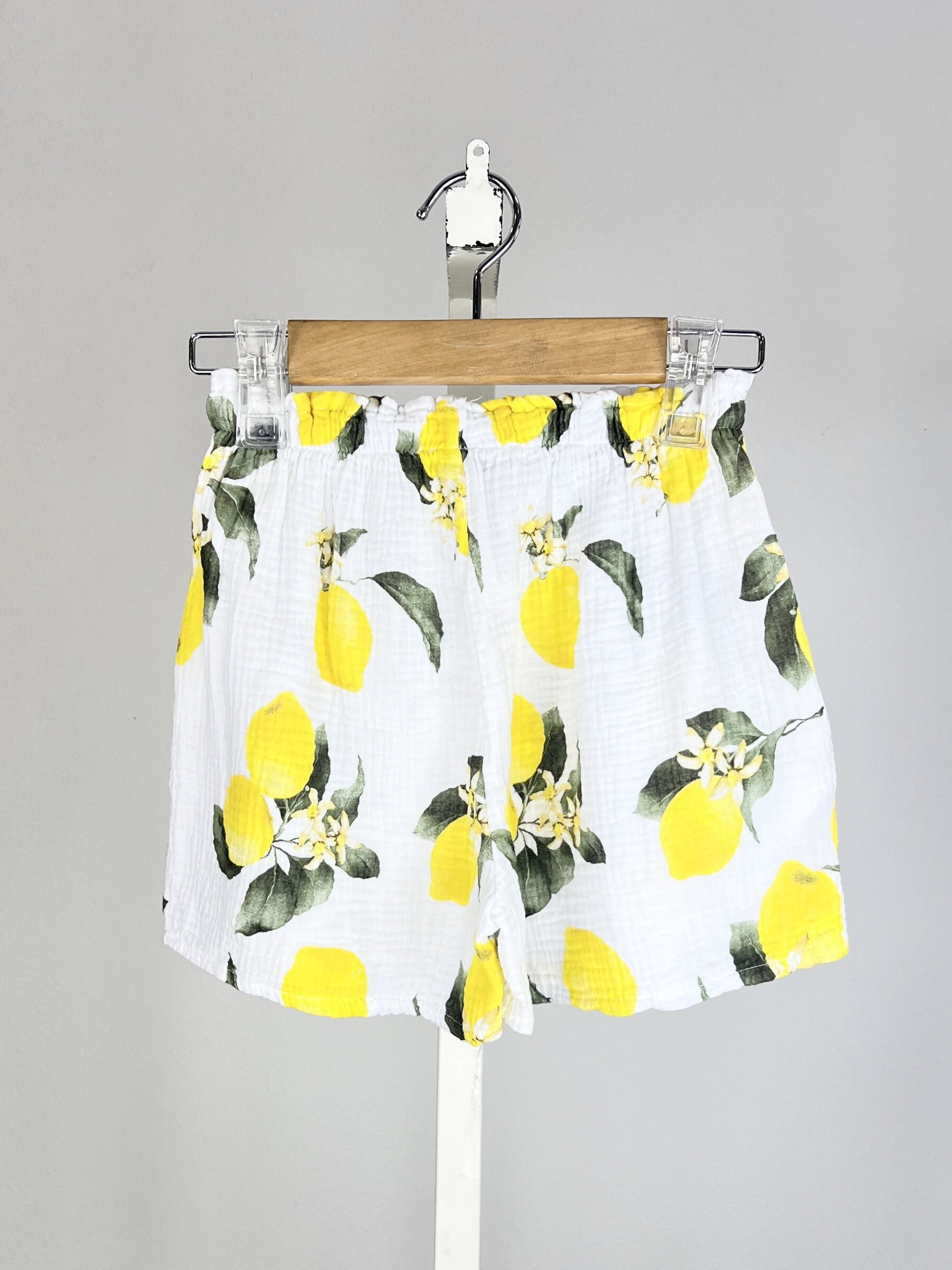 Short in stampato garza di cotone per ragazze - Giallo Limone - 2 - formato grande