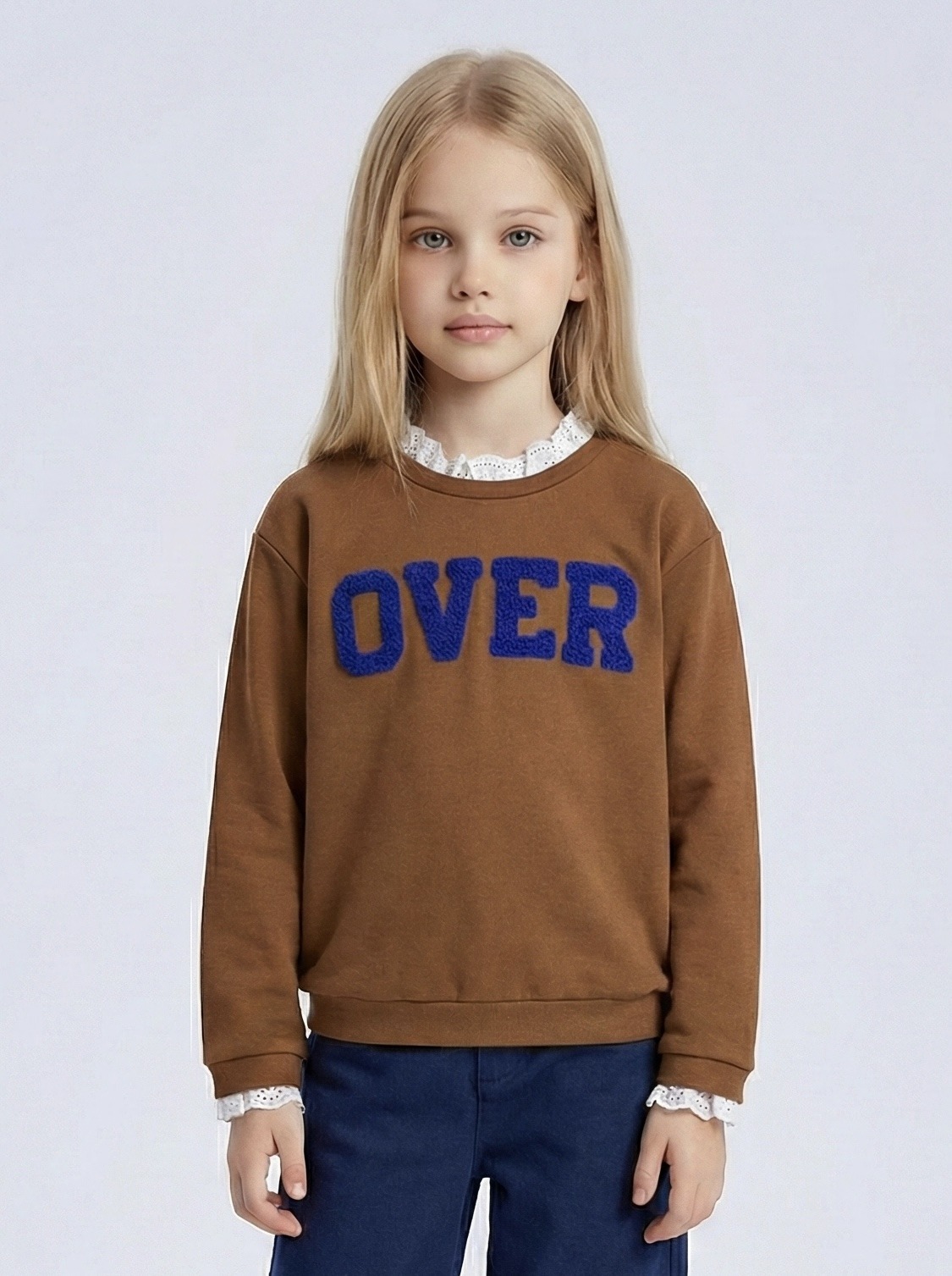 Grossiste Mini Mignon Paris - Sweat en coton à dentelle et message en relief