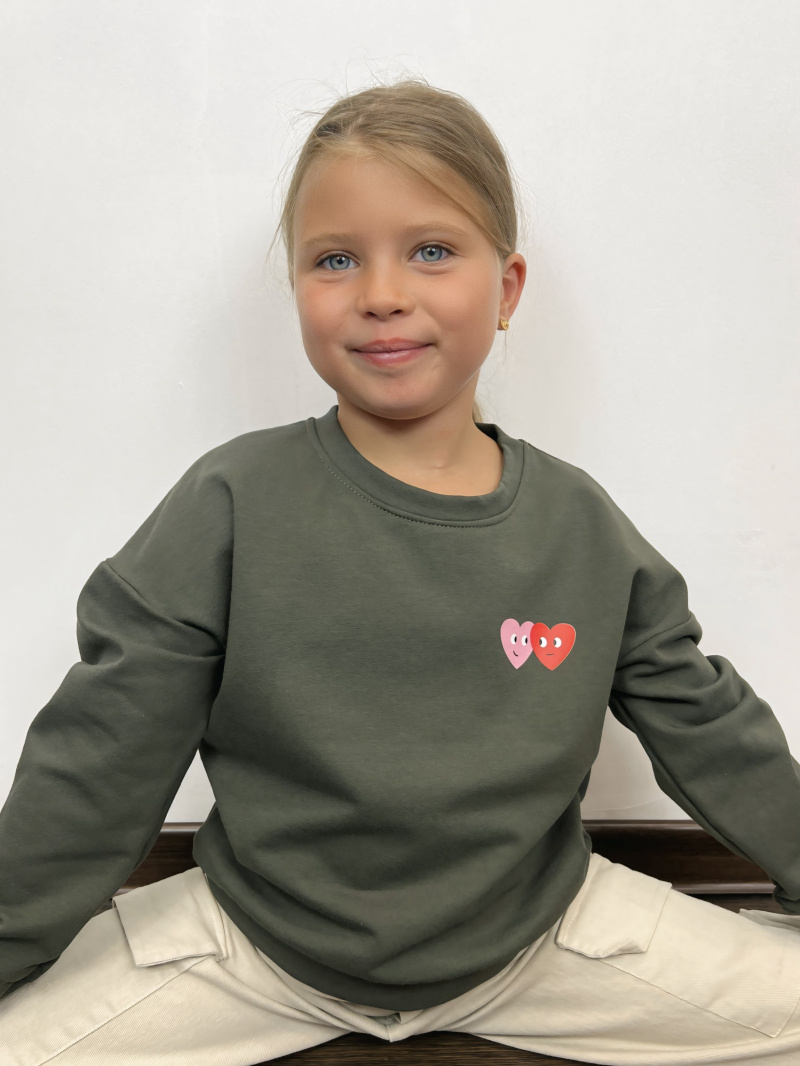 Wholesaler Mini Mignon Paris - Cotton fleece sweatshirt with heart print for girls