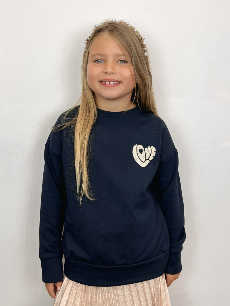 Großhändler Mini Mignon Paris - Baumwoll-Sweatshirt mit Glitzerdesign für Mädchen