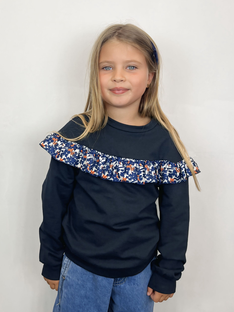 Mayorista Mini Mignon Paris - Sudadera de algodón con volante floral para niña