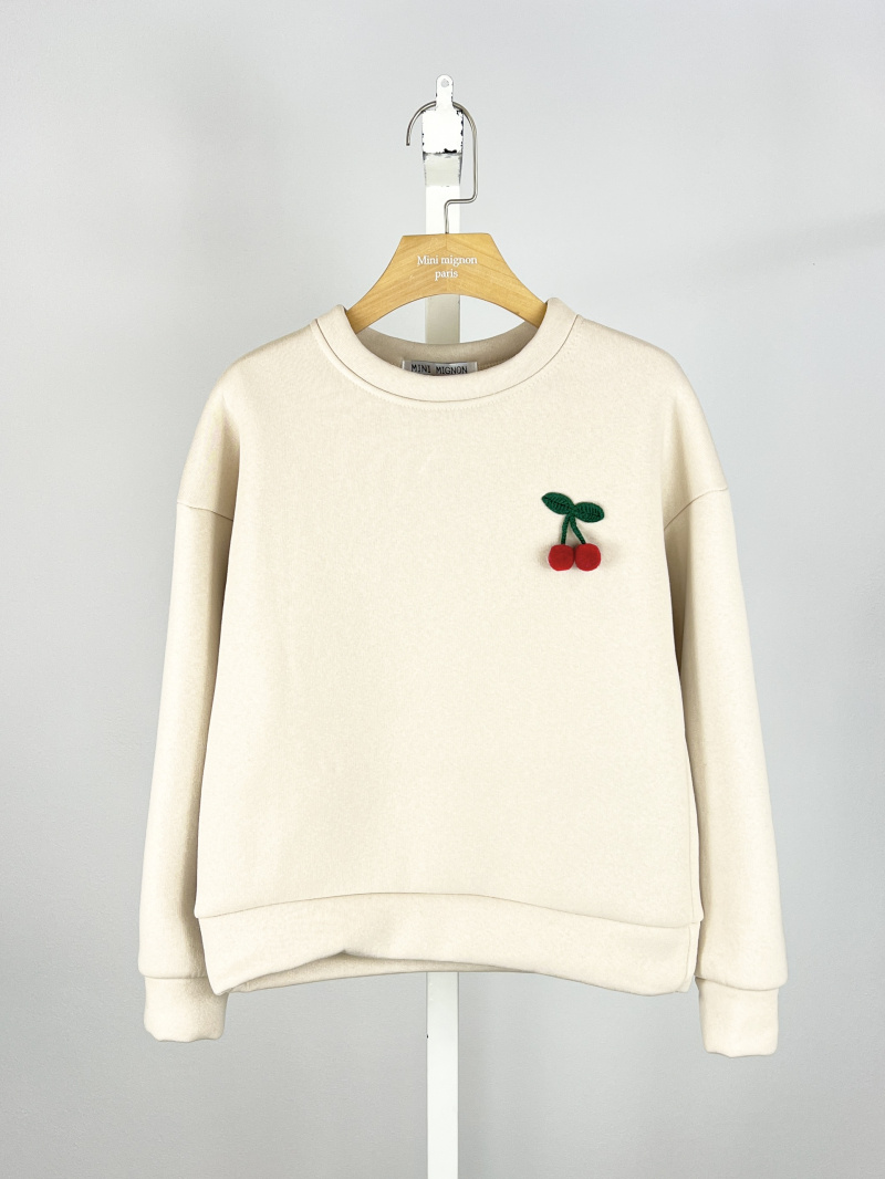 Wholesaler Mini Mignon Paris - Very thick and warm sweatshirt with embossed cherry detail for girls