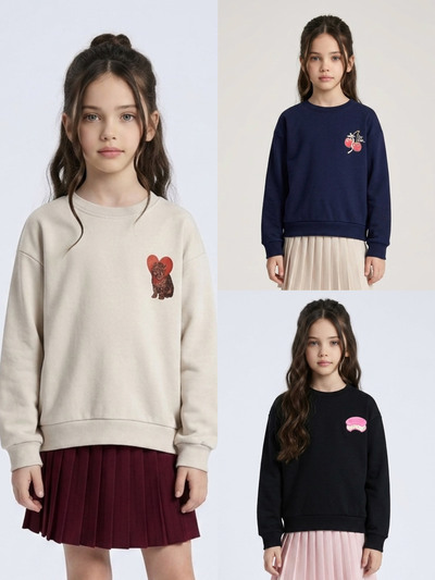 Grossiste Mini Mignon Paris - Sweat en coton imprimé pour fille Grossiste Mini Mignon Paris - Sweat en coton imprimé pour fille