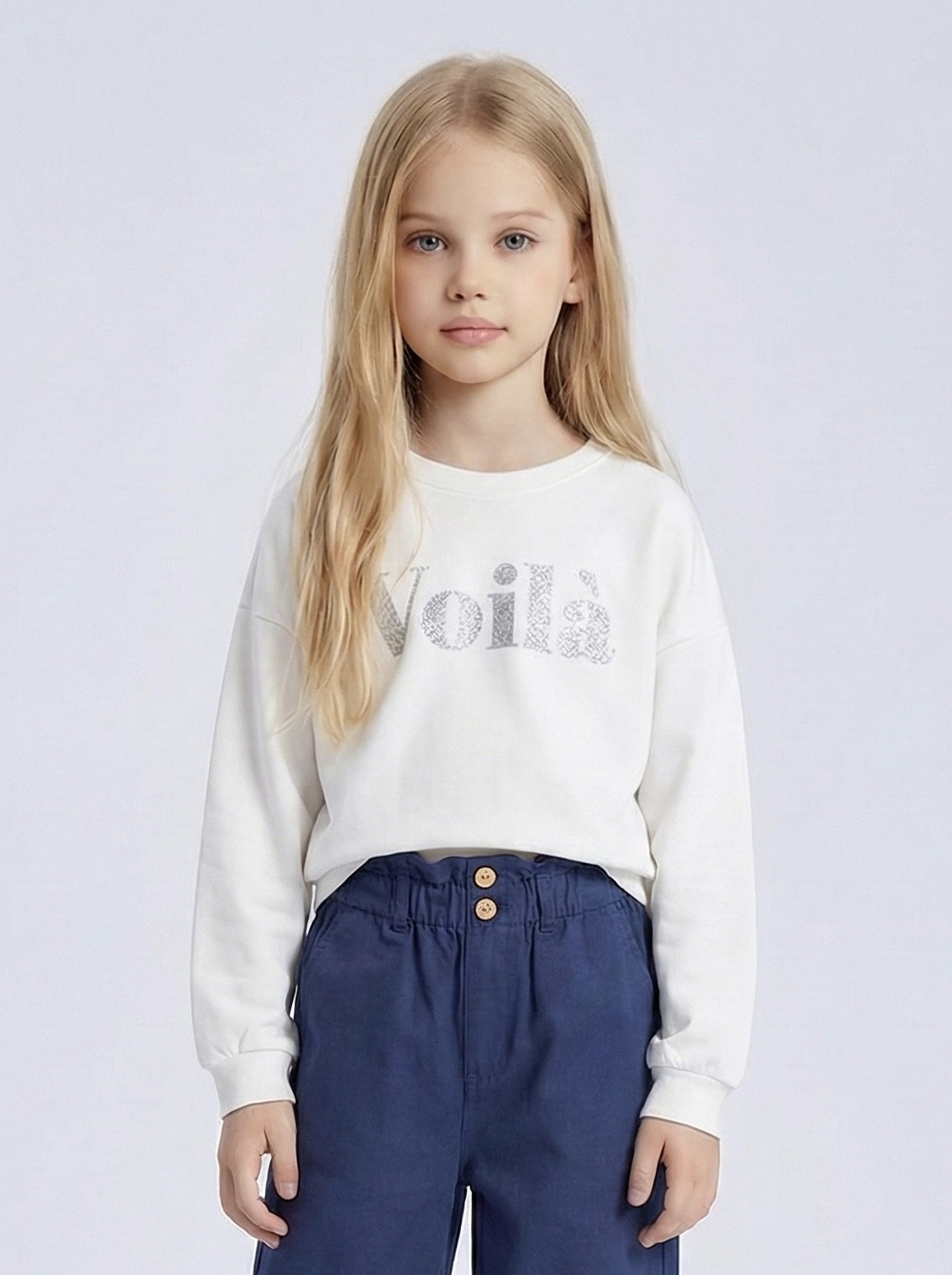 Wholesaler Mini Mignon Paris - Cotton sweatshirt with glitter logo for girls