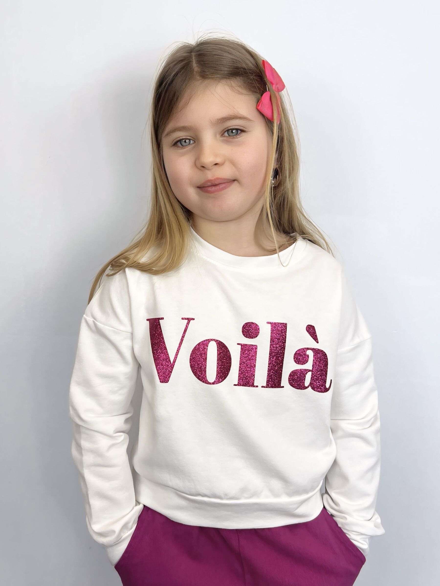 Mayorista Mini Mignon Paris - Sudadera de algodón con logo de purpurina para niña
