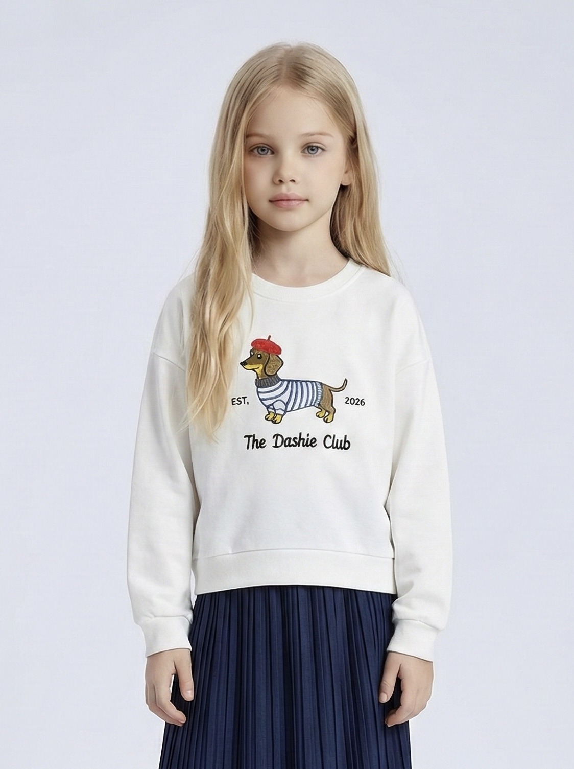 Großhändler Mini Mignon Paris - Besticktes Baumwollsweatshirt für Mädchen