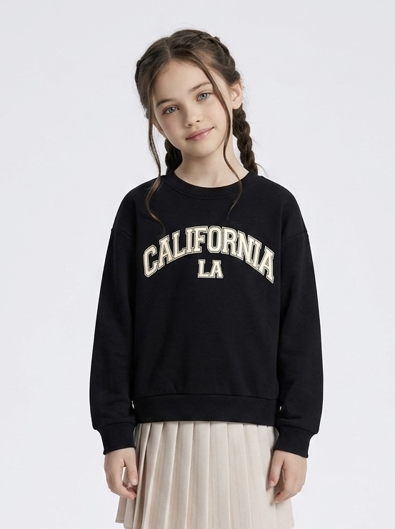 Mayorista Mini Mignon Paris - Sudadera de algodón estampada para niña Mayorista Mini Mignon Paris - Sudadera de algodón estampada para niña