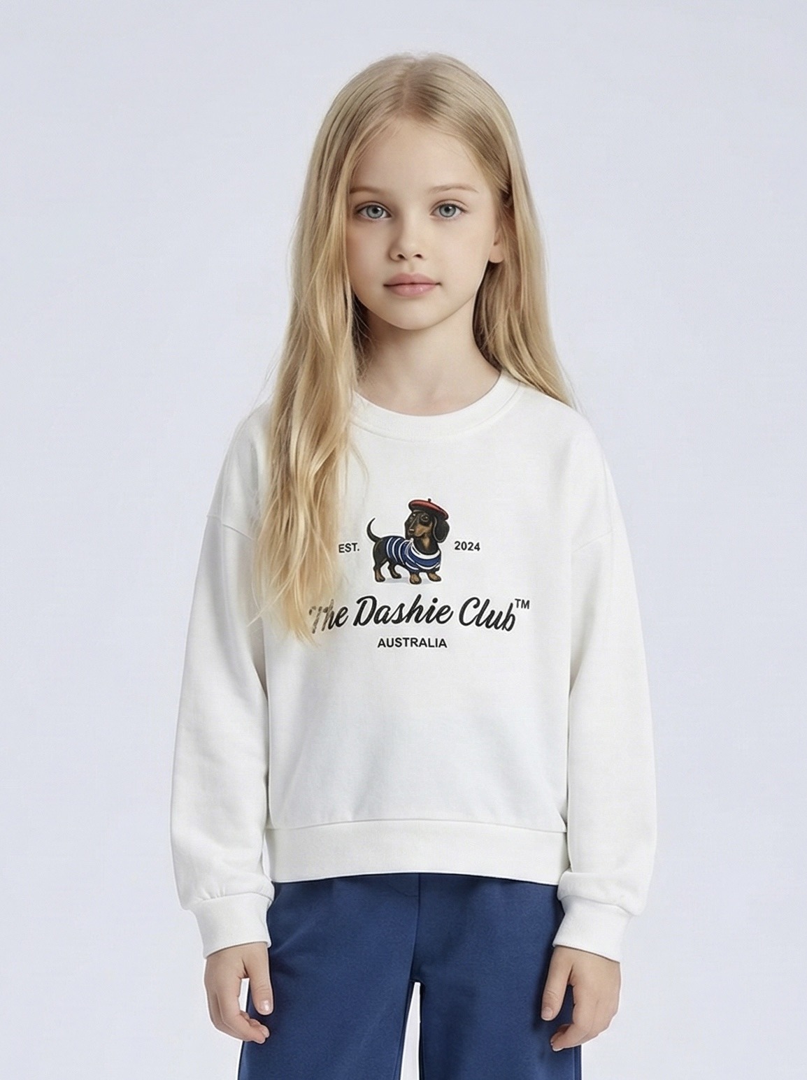 Großhändler Mini Mignon Paris - Baumwoll-Sweatshirt mit kleinem Hundemotiv für Mädchen