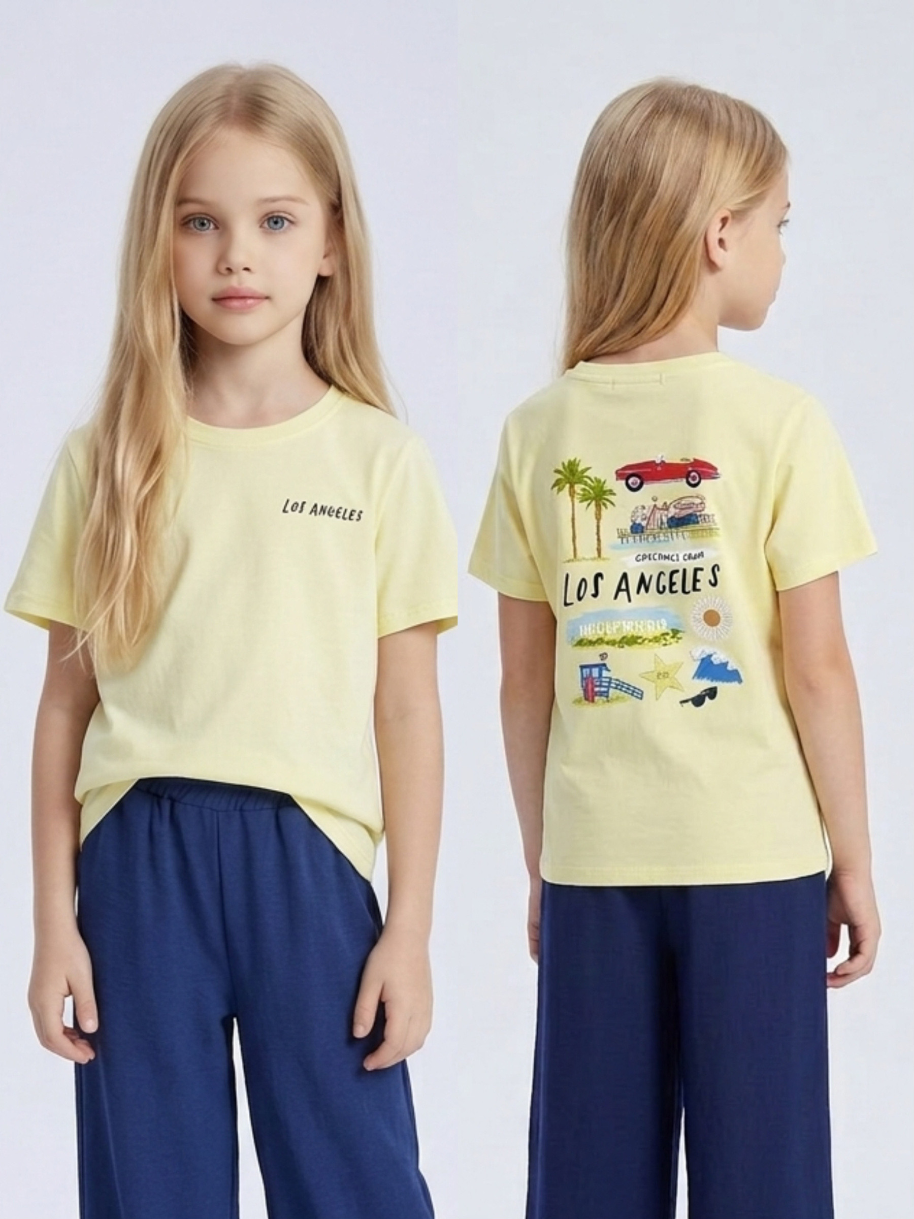 Großhändler Mini Mignon Paris - Mädchen T-Shirt aus Baumwolle mit Aufdrucken vorne und hinten