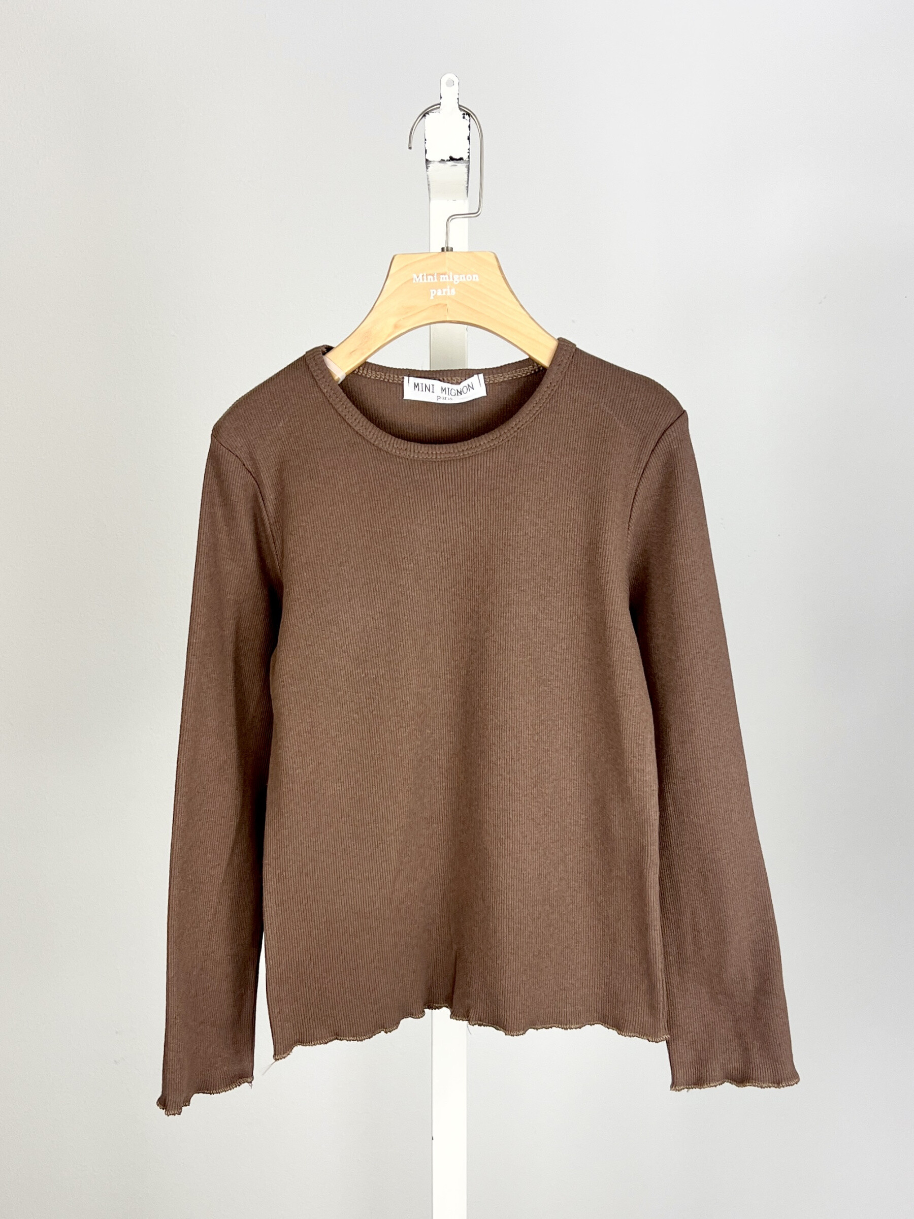 Großhändler Mini Mignon Paris - Geripptes Baumwoll-Langarmshirt für Mädchen