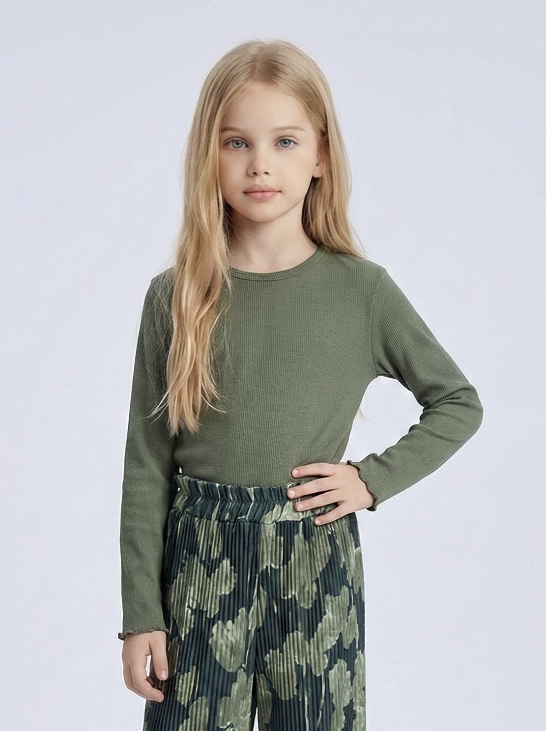 Wholesaler Mini Mignon Paris - Girls' long-sleeve ribbed cotton t-shirt