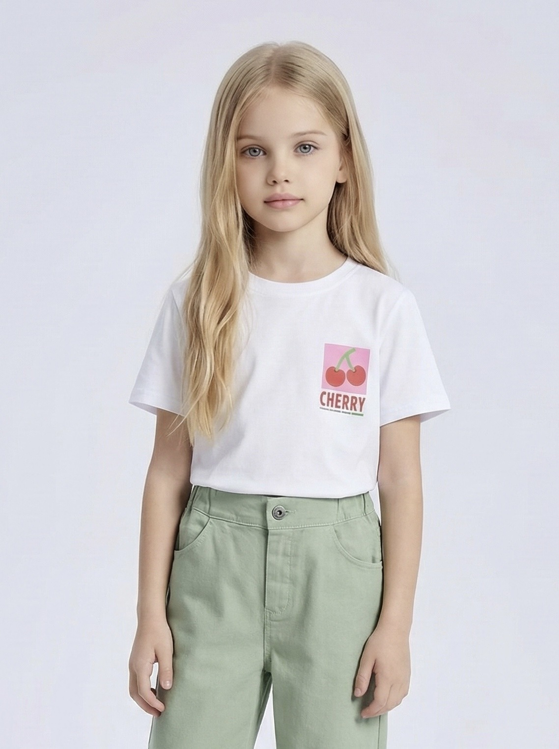 Großhändler Mini Mignon Paris - Weißes Baumwoll-T-Shirt – Druckmotive zur Auswahl für Mädchen