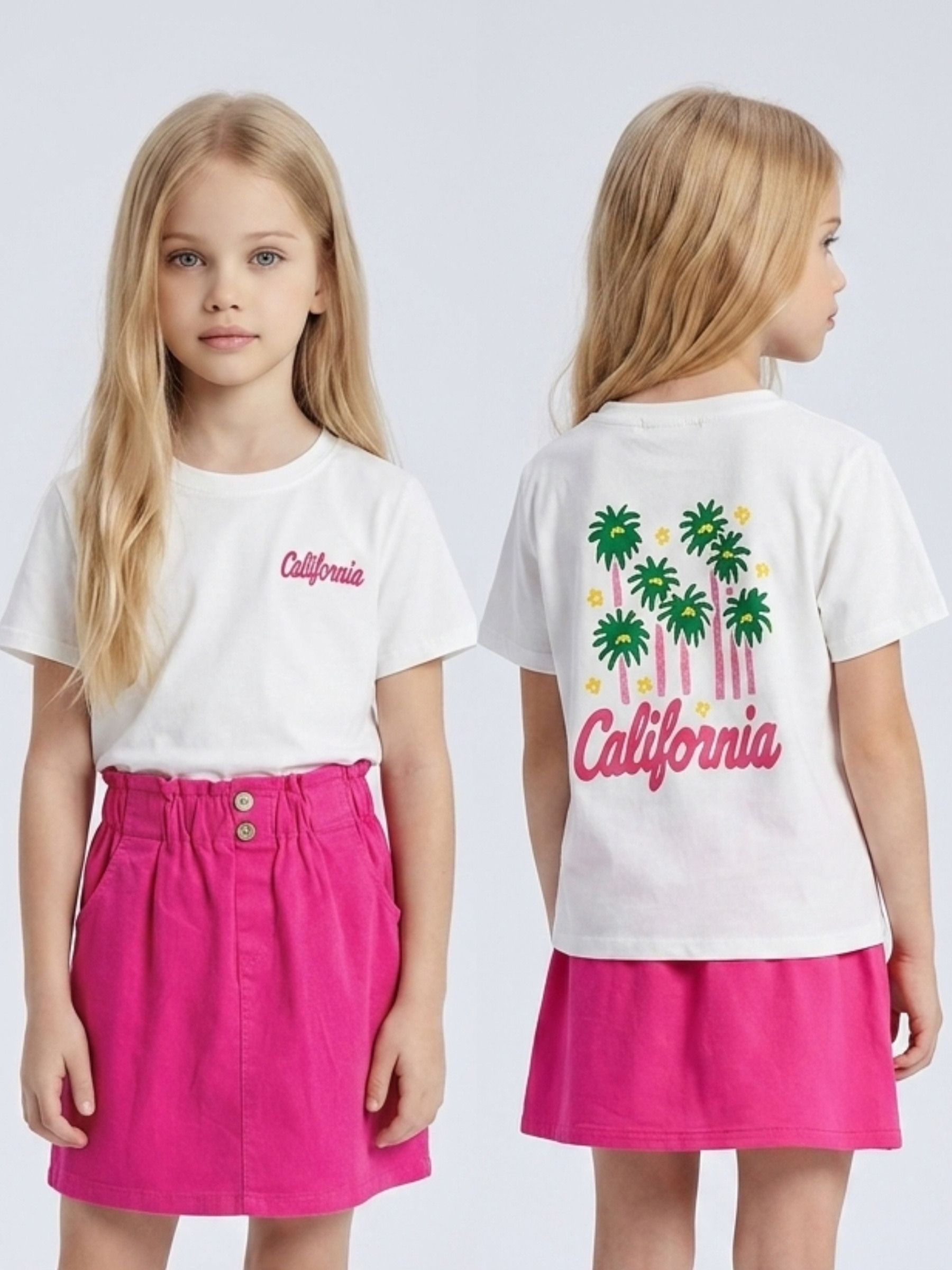 Mayorista Mini Mignon Paris - Camiseta de algodón para niña con estampados en el frente y la espalda