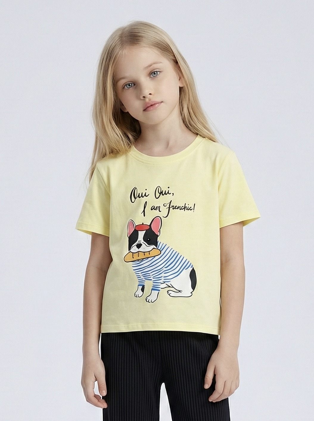 Großhändler Mini Mignon Paris - Baumwoll-T-Shirt mit großem Druck für Mädchen