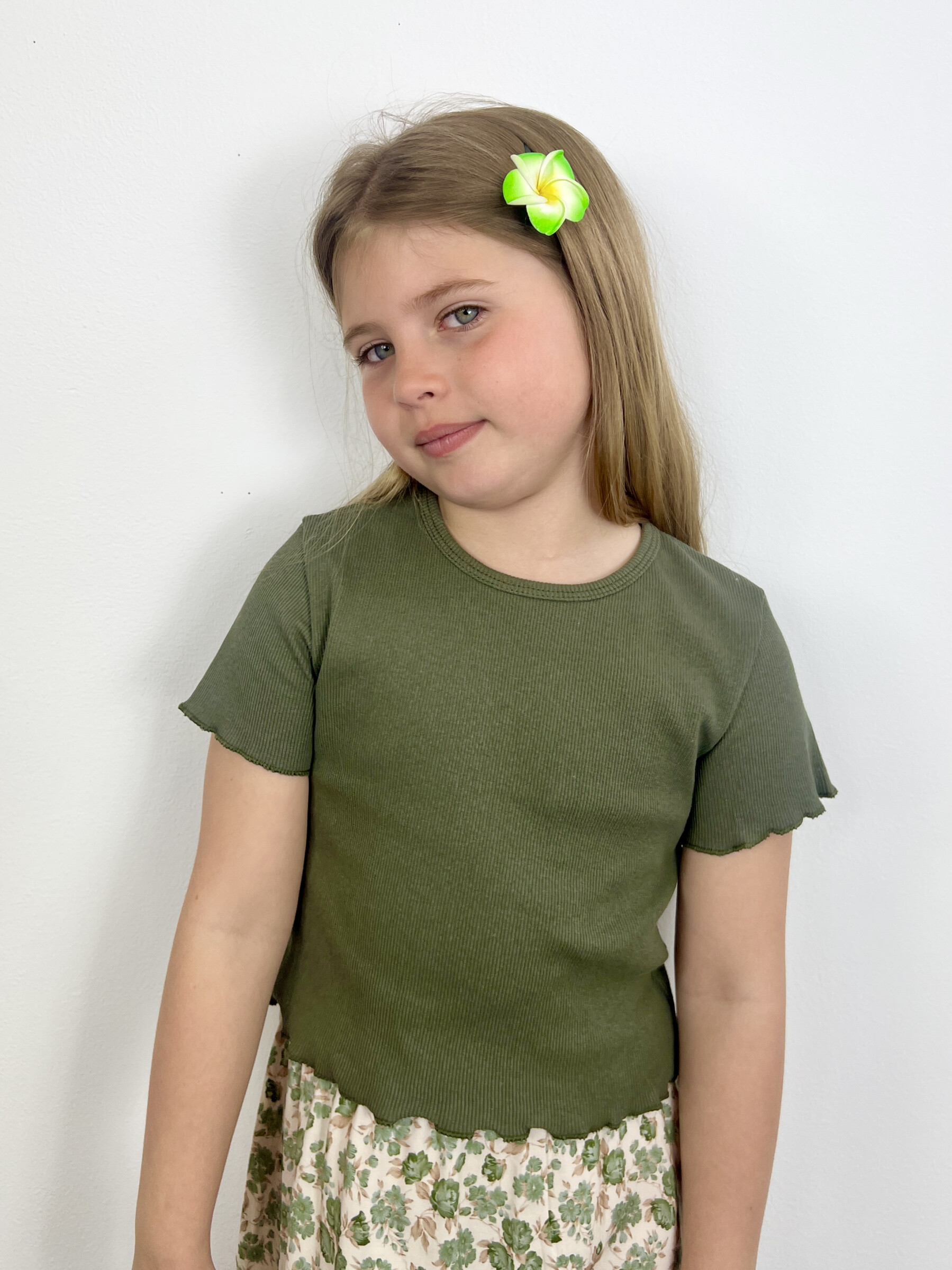 Grossiste Mini Mignon Paris - T-shirt côtelé en coton à manches courtes pour fille