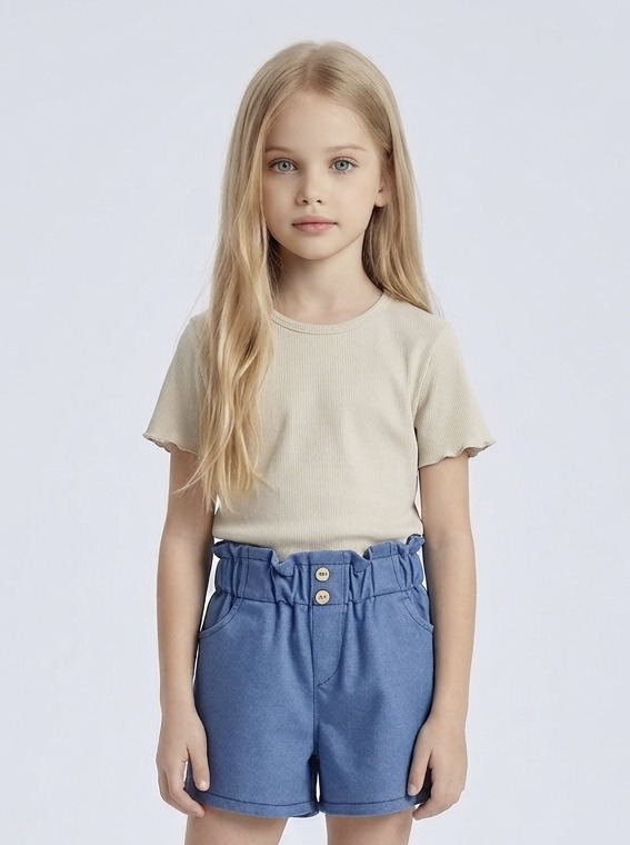 Mayorista Mini Mignon Paris - Camiseta de algodón acanalada de manga corta para niña