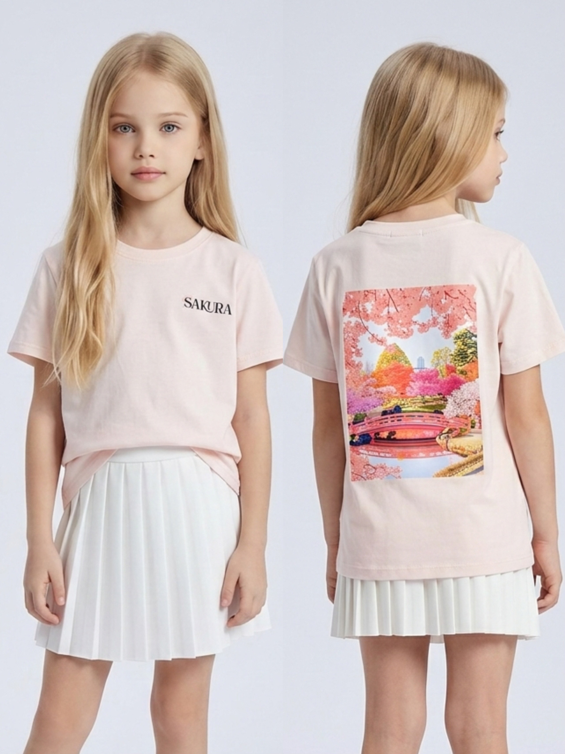 Mayorista Mini Mignon Paris - Camiseta de niña de algodón con estampados en el frente y la espalda