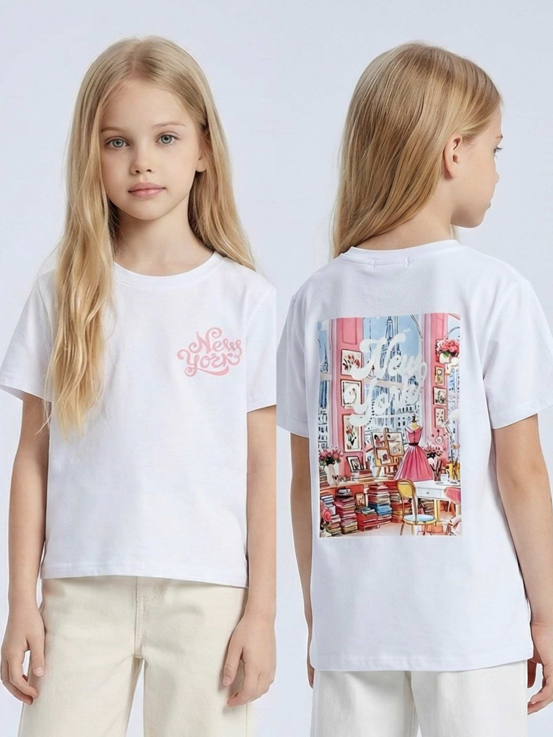 Mayorista Mini Mignon Paris - Camiseta de niña de algodón con estampados en el frente y la espalda