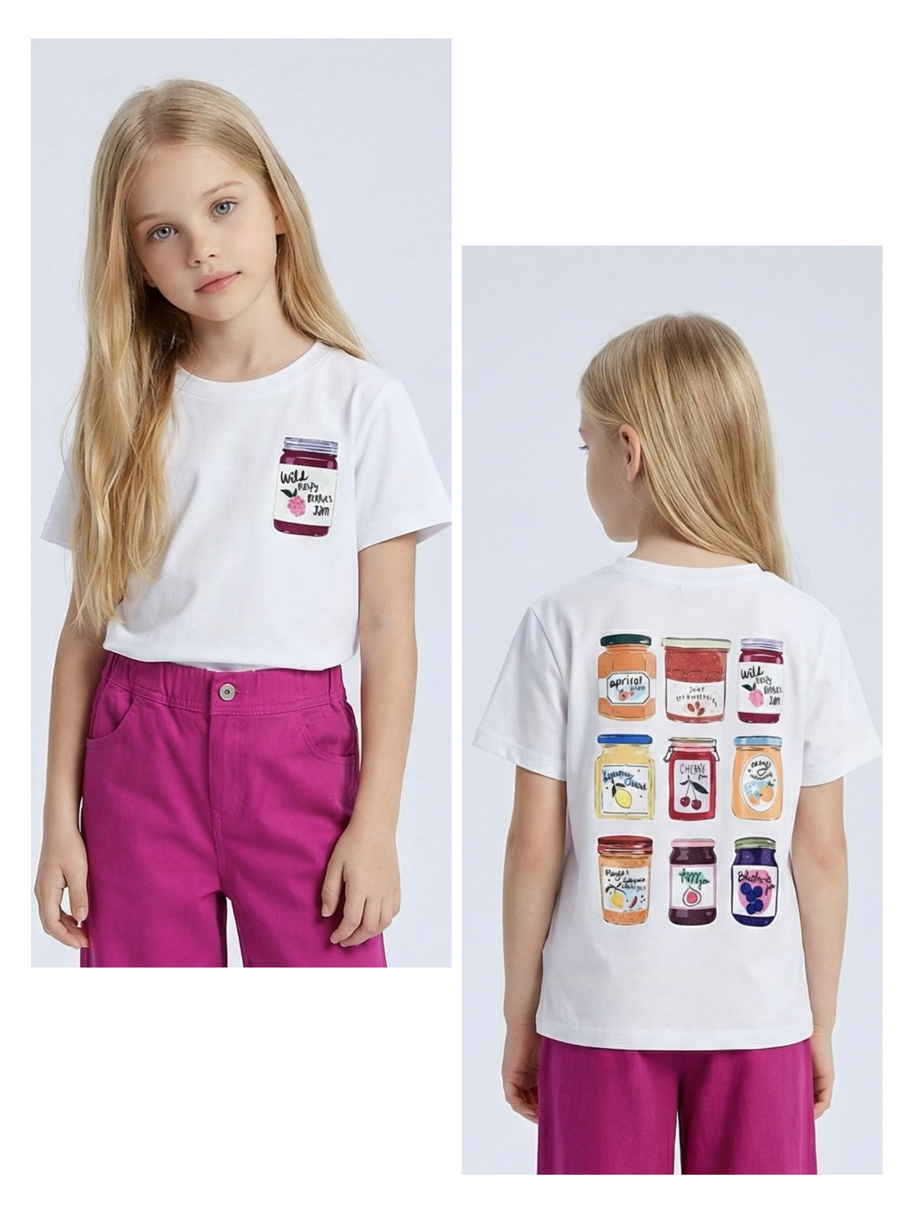 Mayorista Mini Mignon Paris - Camiseta de niña de algodón, adornada con estampados en la parte delantera y trasera