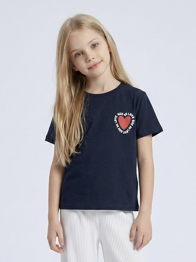 Großhändler Mini Mignon Paris - Baumwoll-T-Shirt mit kleinem Motiv und aufgedruckter Botschaft für Mädchen Großhändler Mini Mignon Paris - Baumwoll-T-Shirt mit kleinem Motiv und aufgedruckter Botschaft für Mädchen