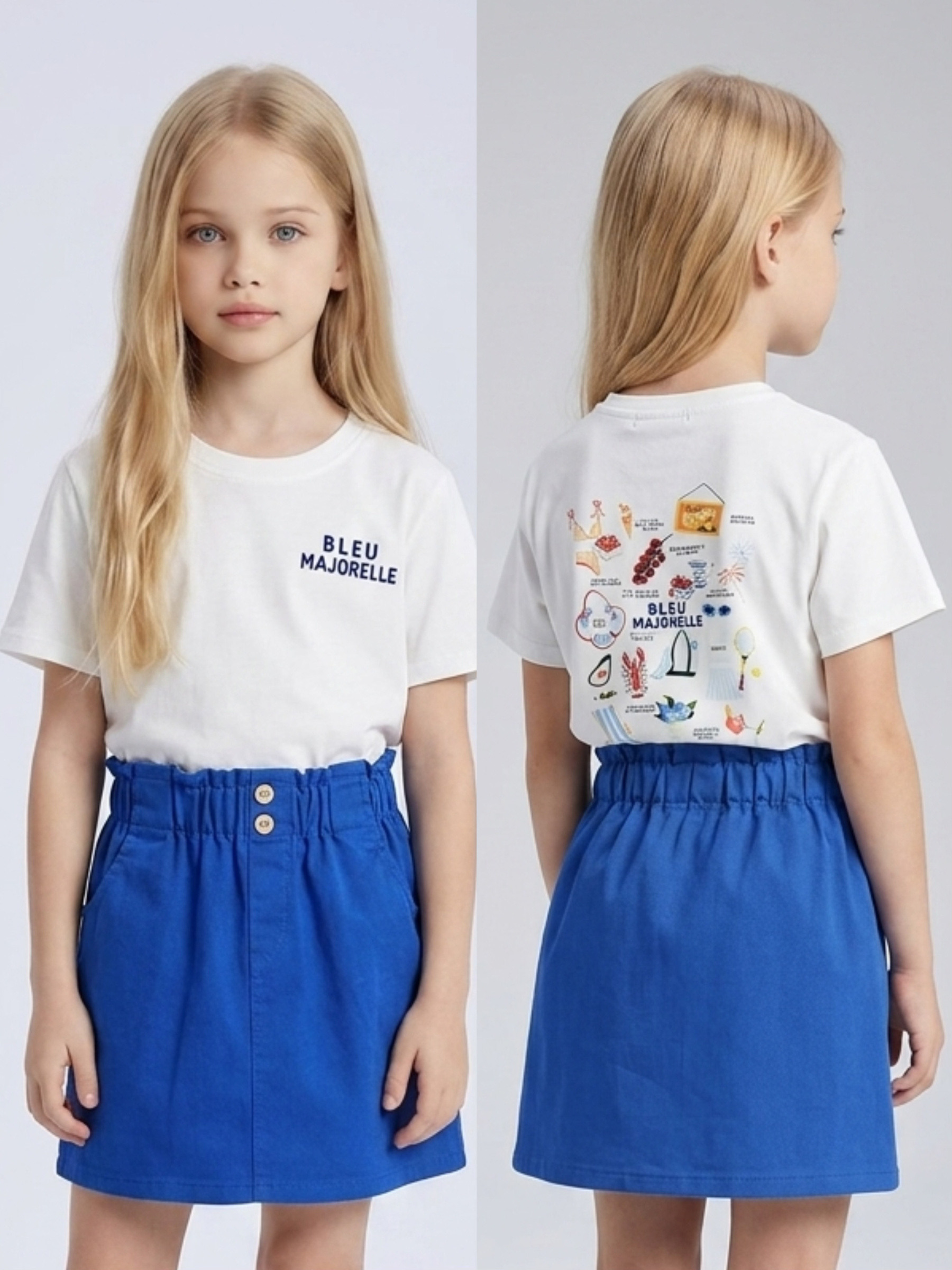 Großhändler Mini Mignon Paris - Mädchen-T-Shirt aus Baumwolle mit Aufdrucken vorne und hinten