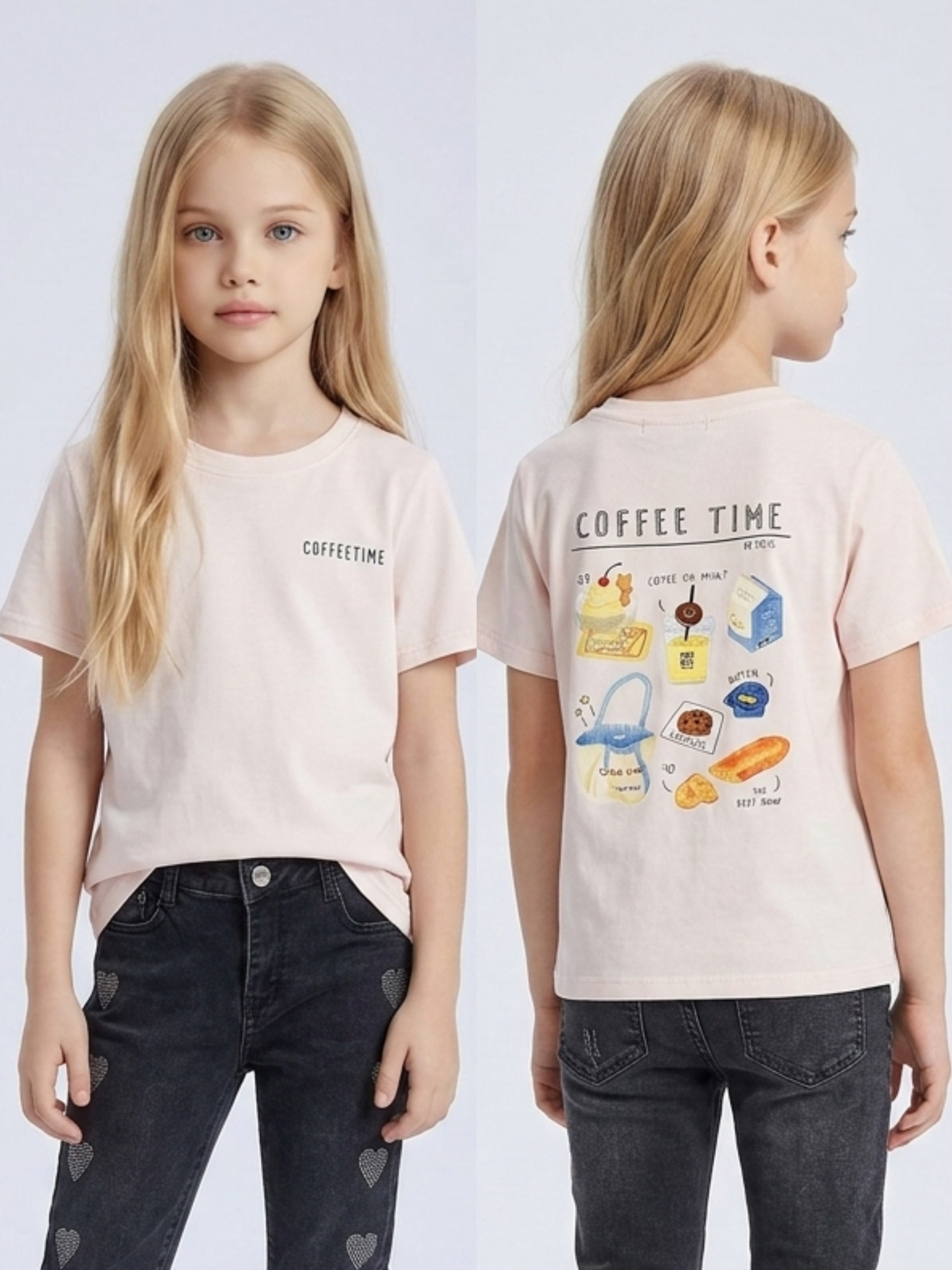 Mayorista Mini Mignon Paris - Camiseta de niña de algodón con estampados en la parte delantera y trasera
