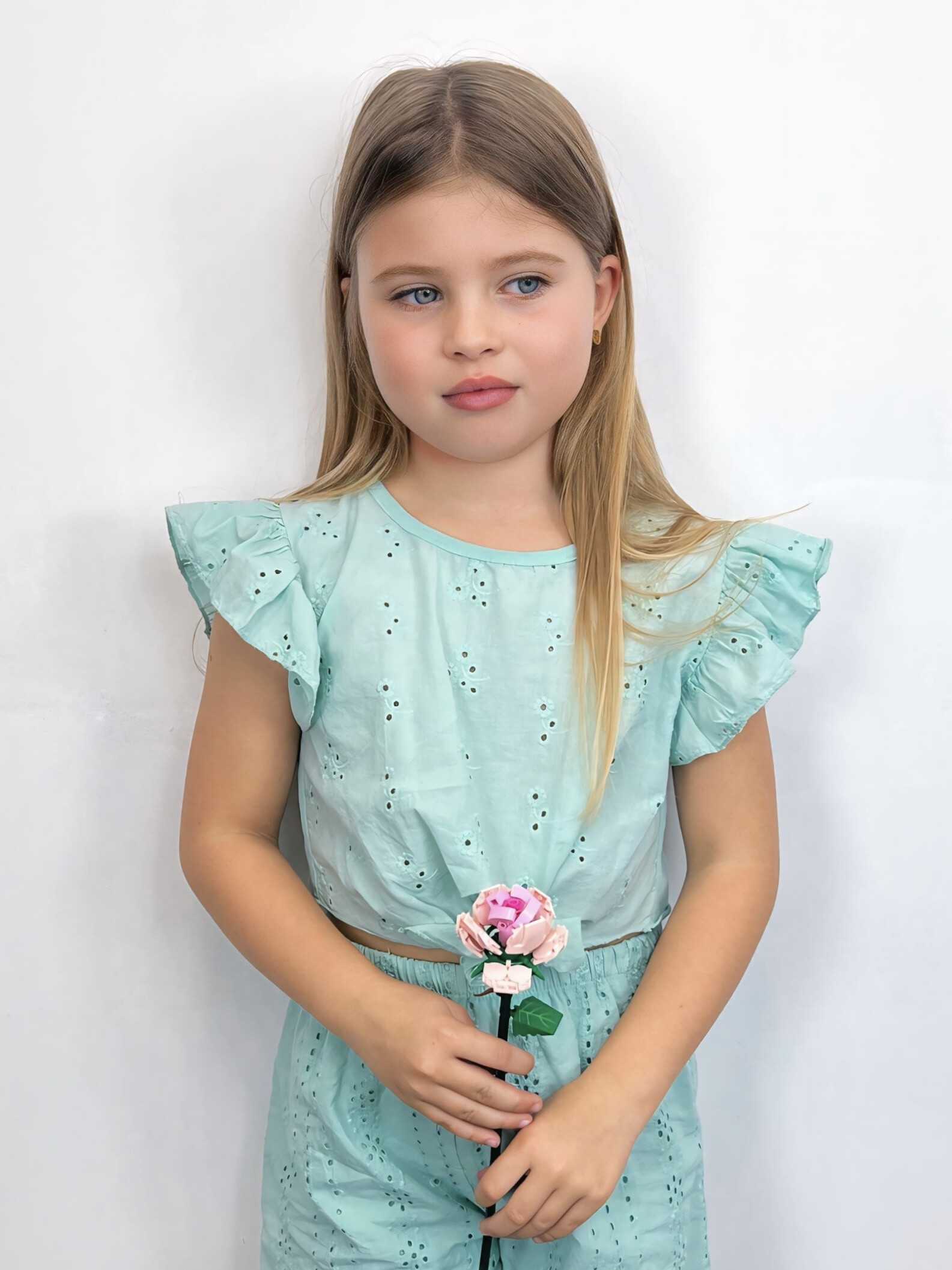 Grossista Mini Mignon Paris - Top in cotone da annodare con ricamo inglese per bambina