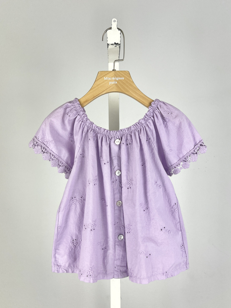 Grossista Mini Mignon Paris - Top in cotone e pizzo inglese per ragazza