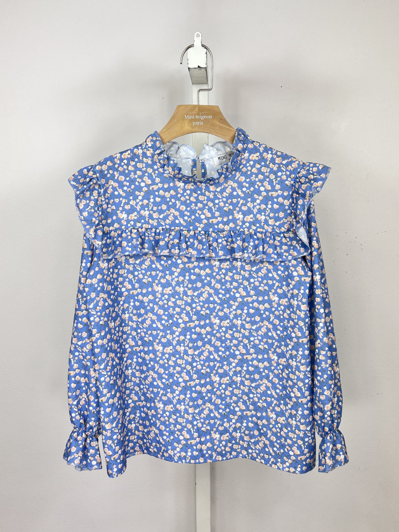 Mayorista Mini Mignon Paris - Top Liberty floral con manga larga y volantes para niña